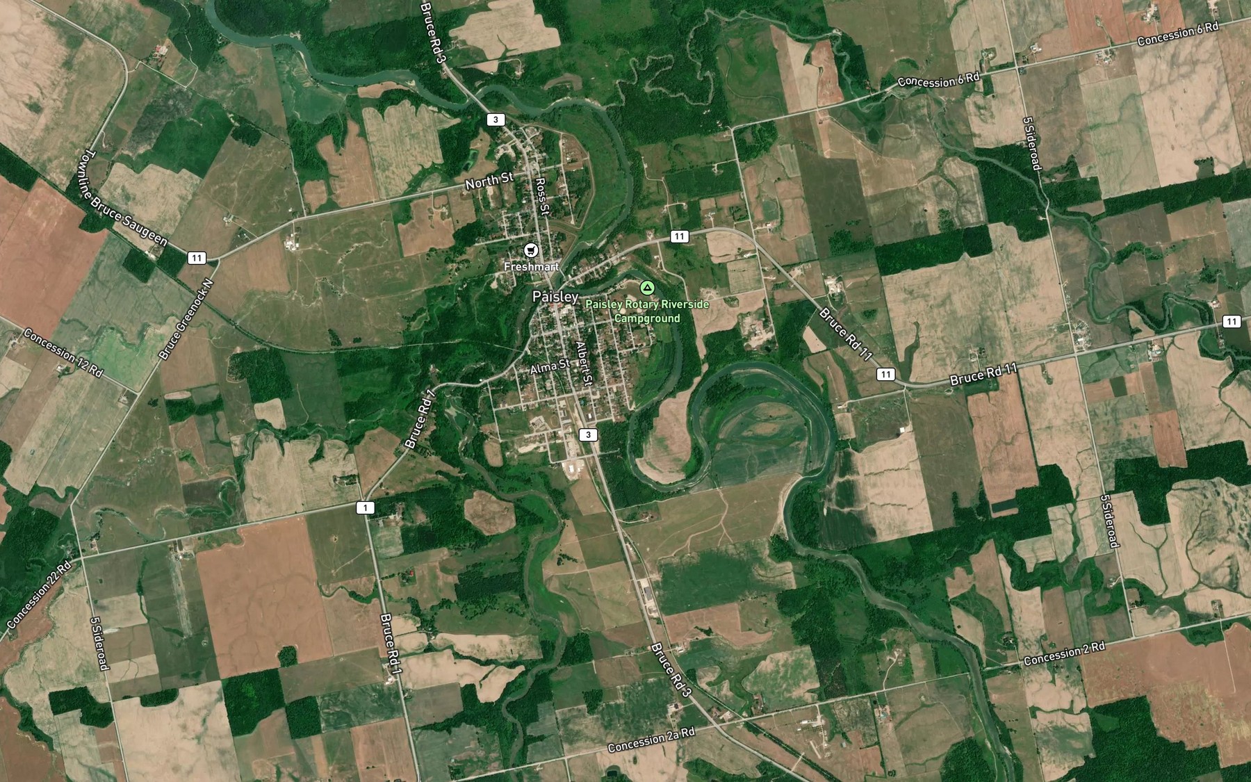 Satellite map of the Willow Creek