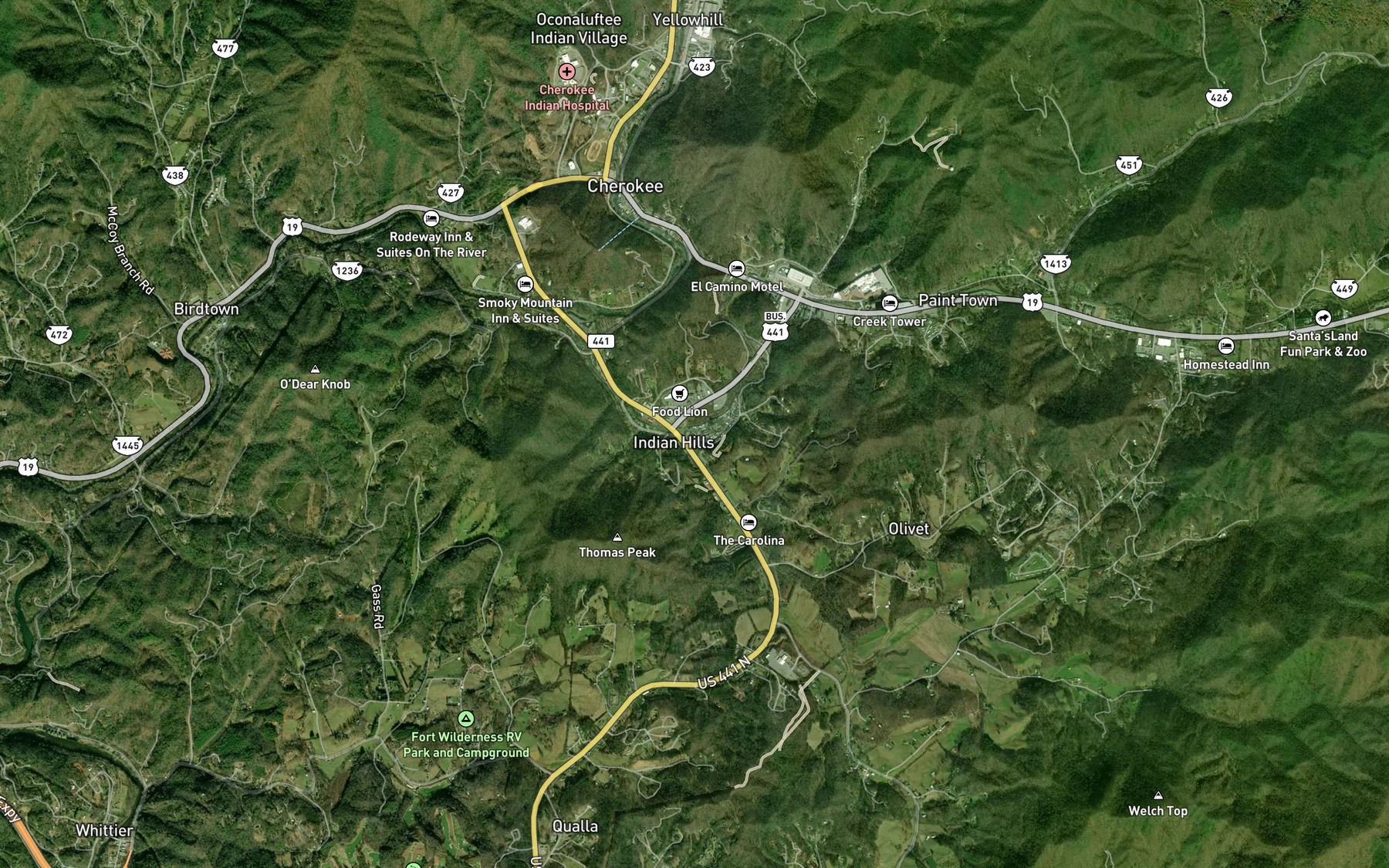 Satellite map of the Shoal Creek