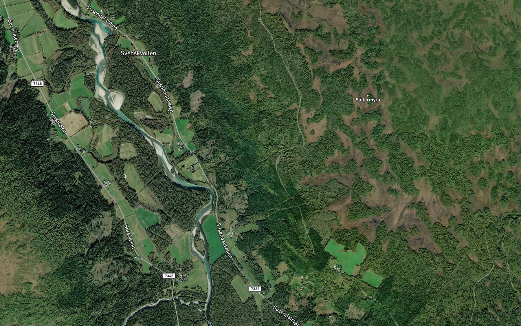 Satellite map of the Brentdalsbekken