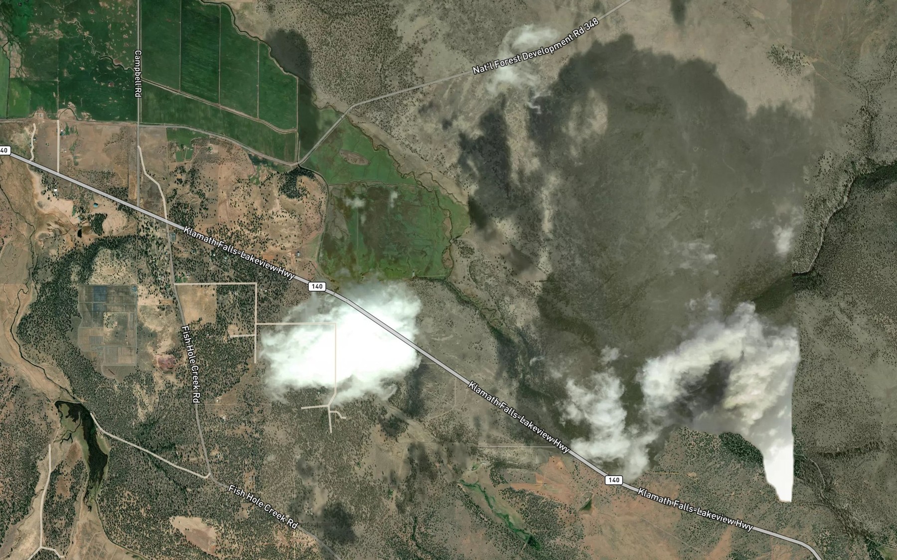 Satellite map of the Paradise Creek