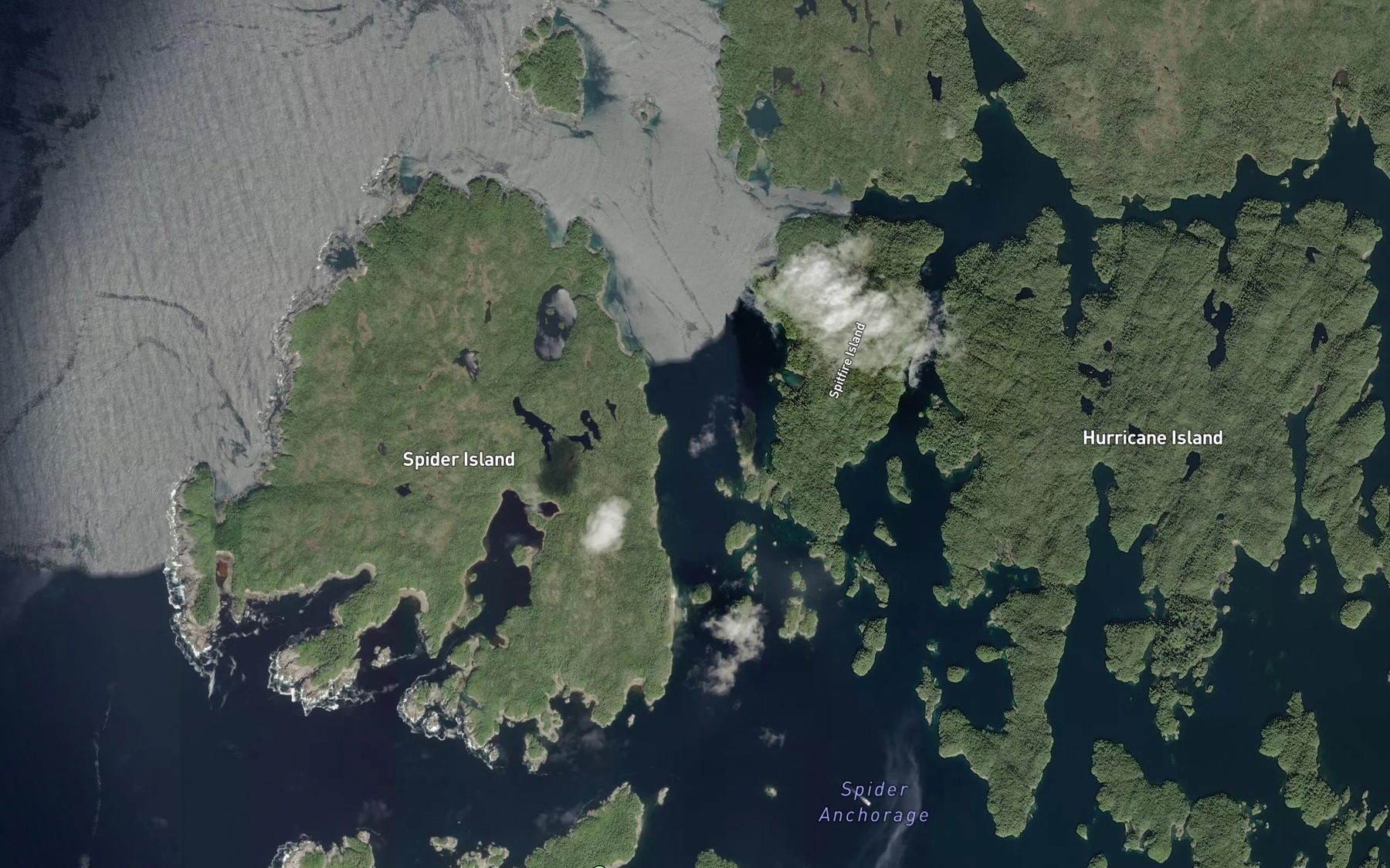 Satellite map of the Spider Channel