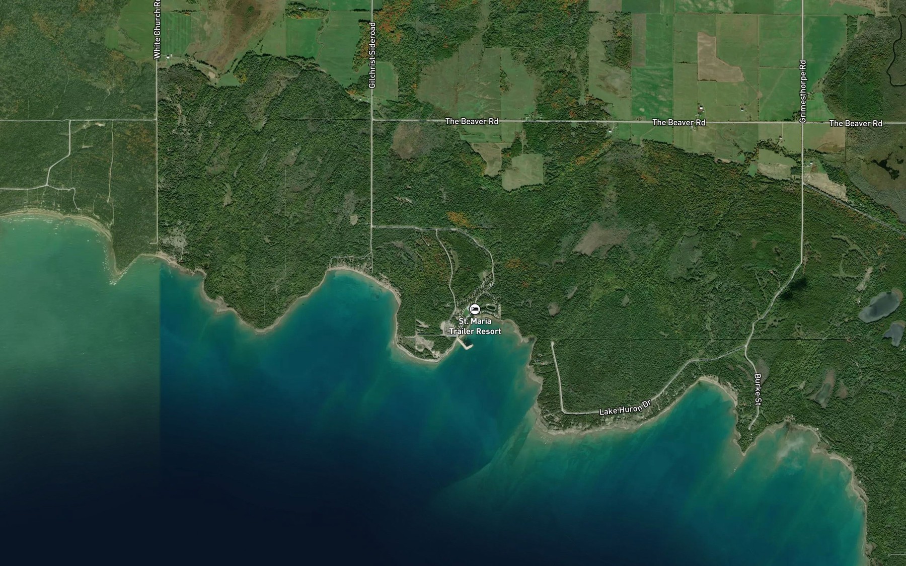 Satellite map of the Lougheeds Bay