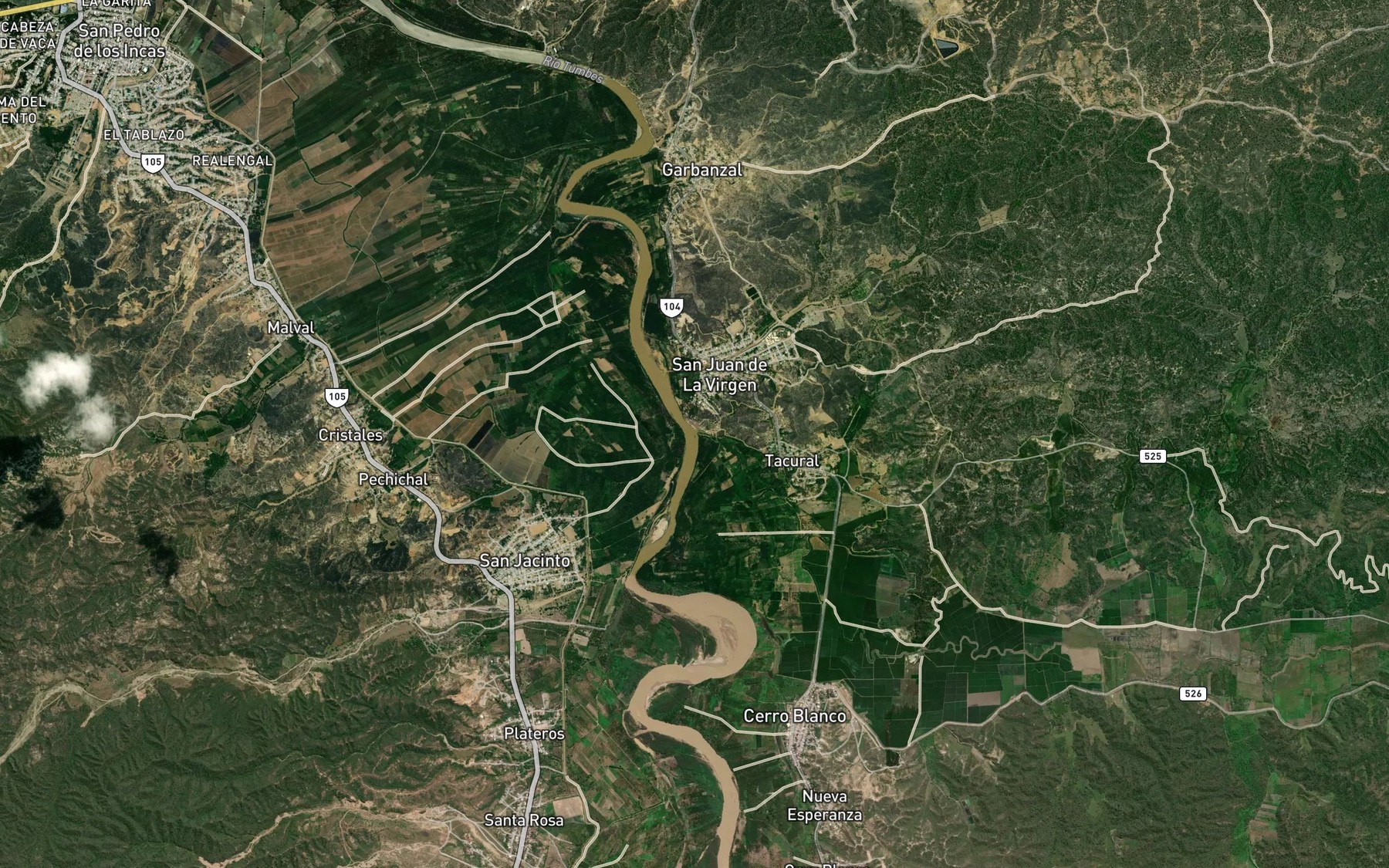 Satellite map of the Canal Brujas Altas