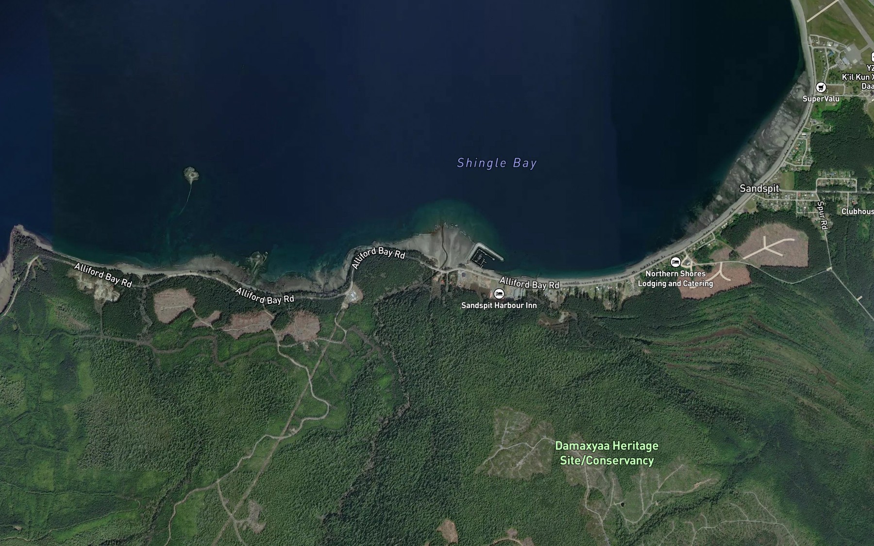 Satellite map of the Haans Creek
