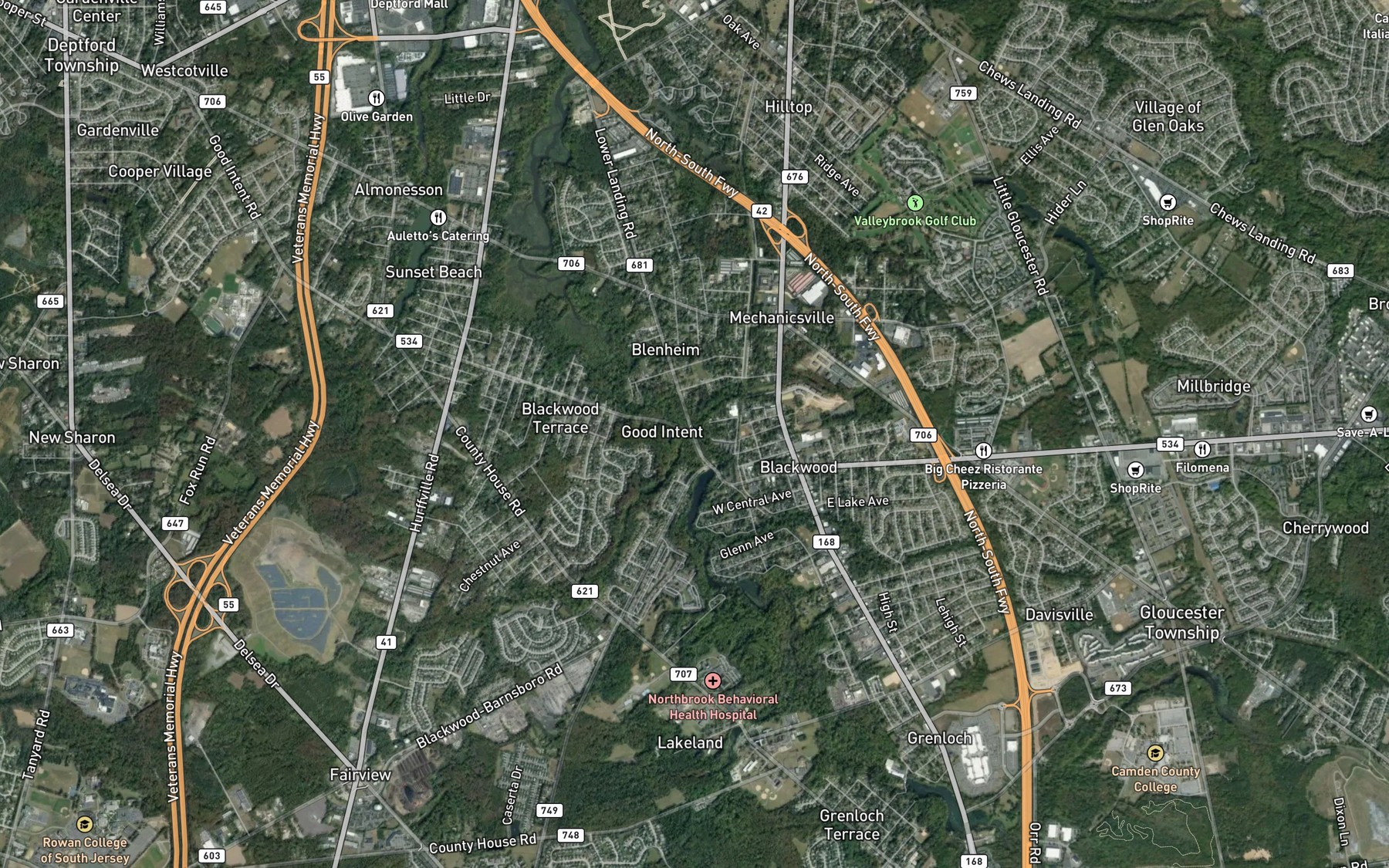 Satellite map of the Bull Run