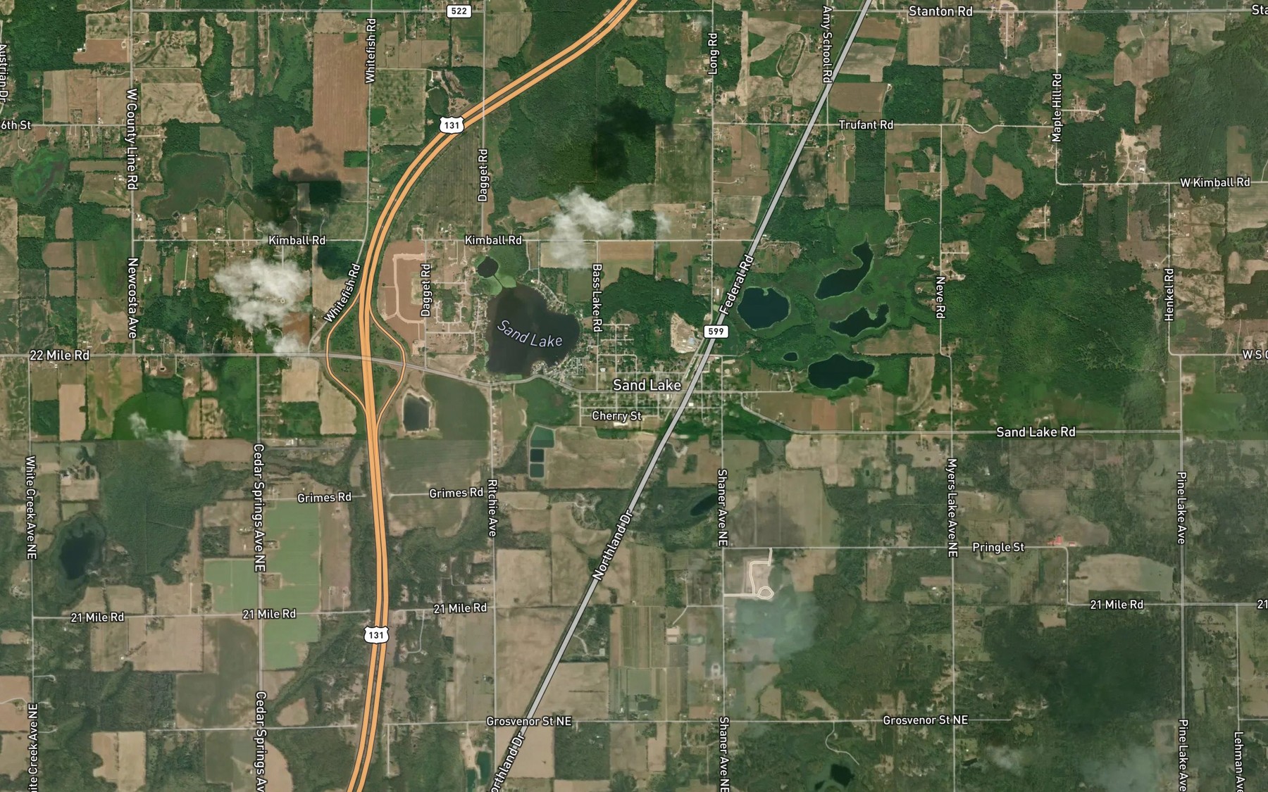 Satellite map of the Sand Lake