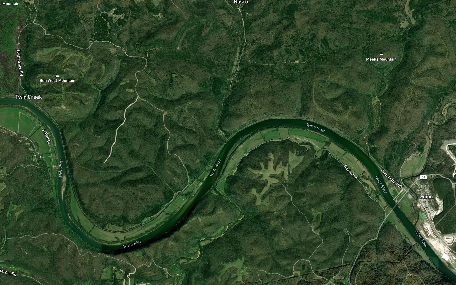 Satellite map of the Lyons Creek