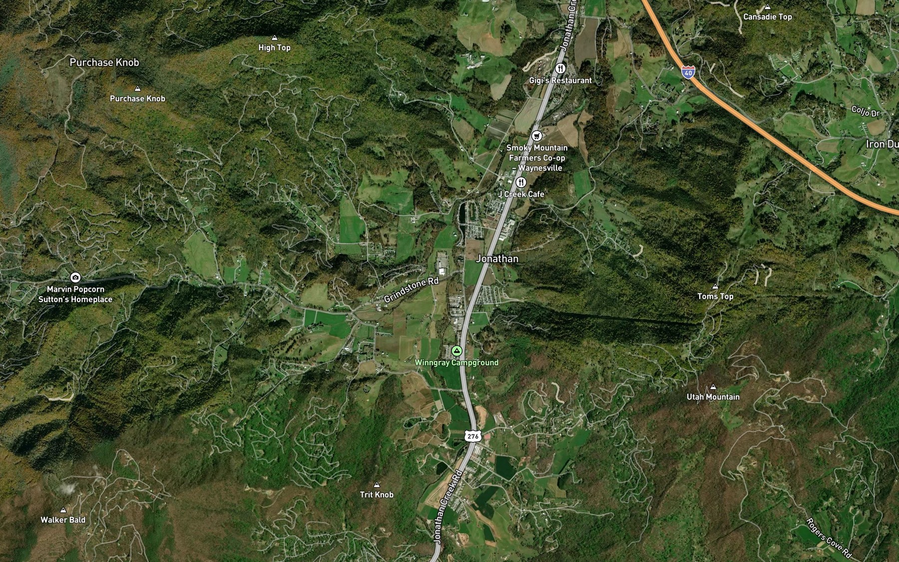 Satellite map of the Hemphill Creek