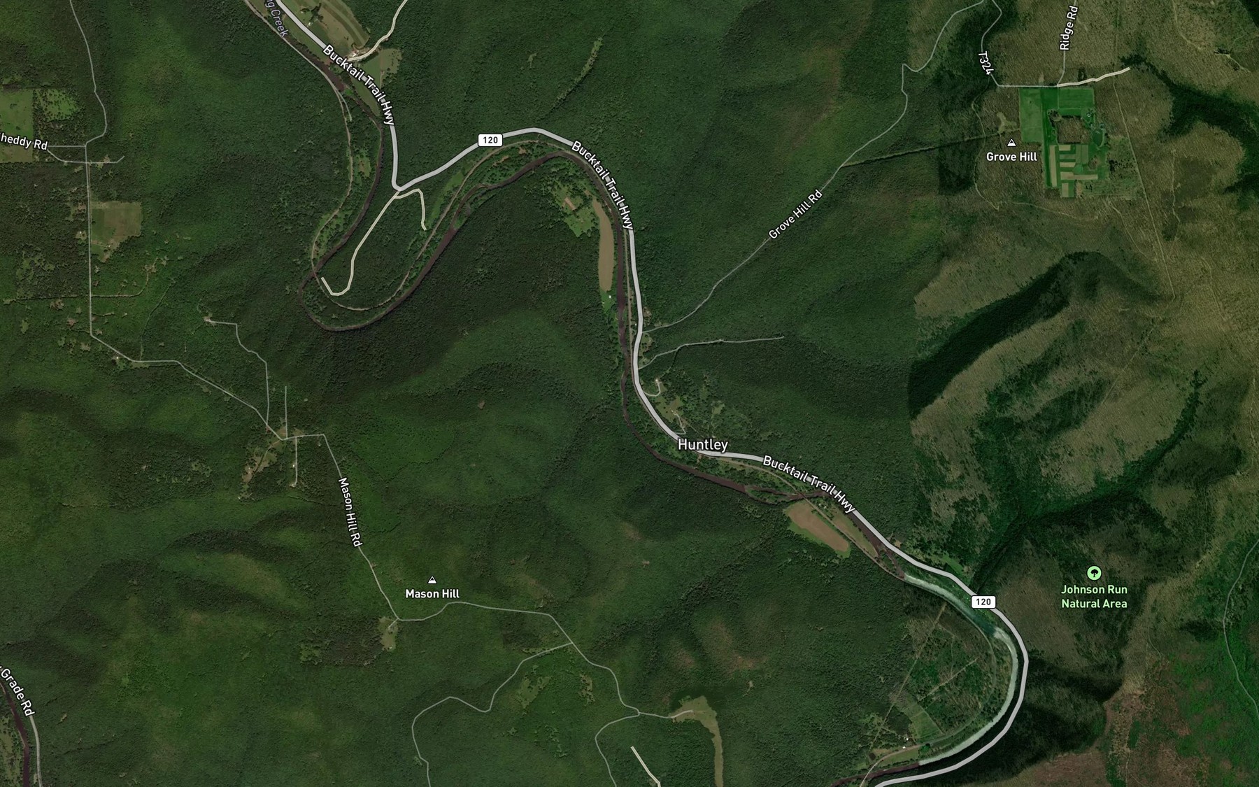 Satellite map of the Nelson Run