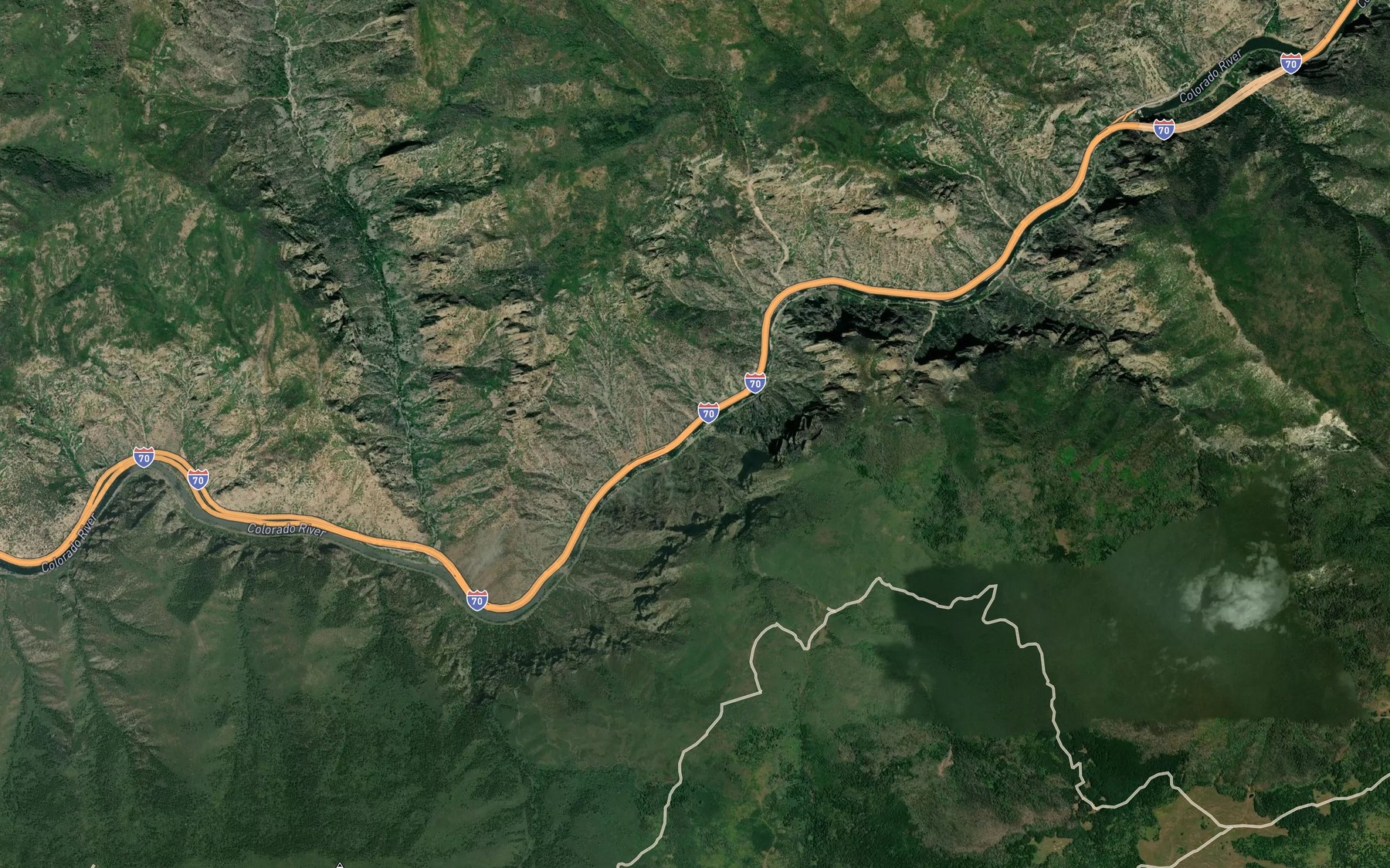Satellite map of the Deadmans Creek