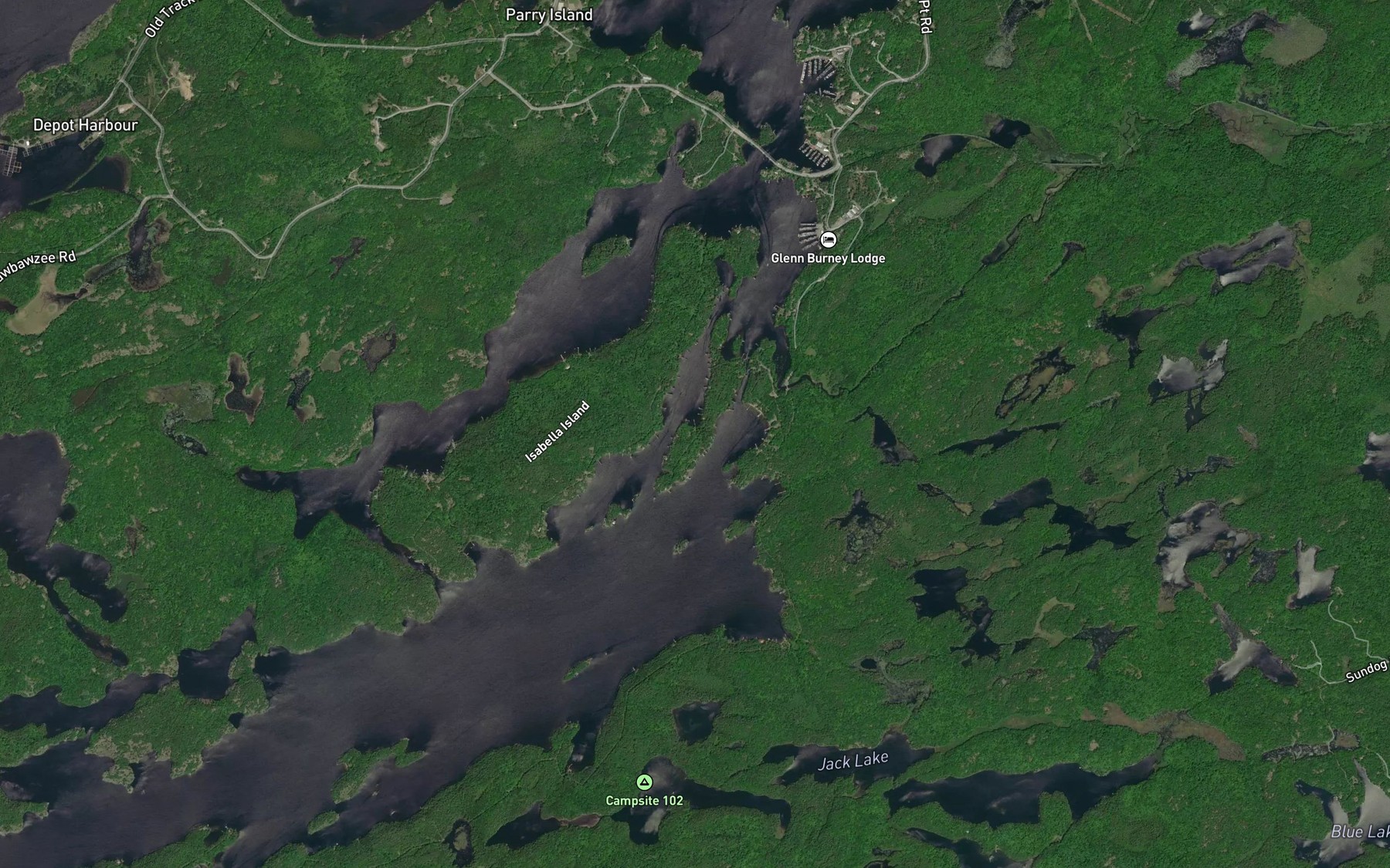 Satellite map of the Three Mile Gap