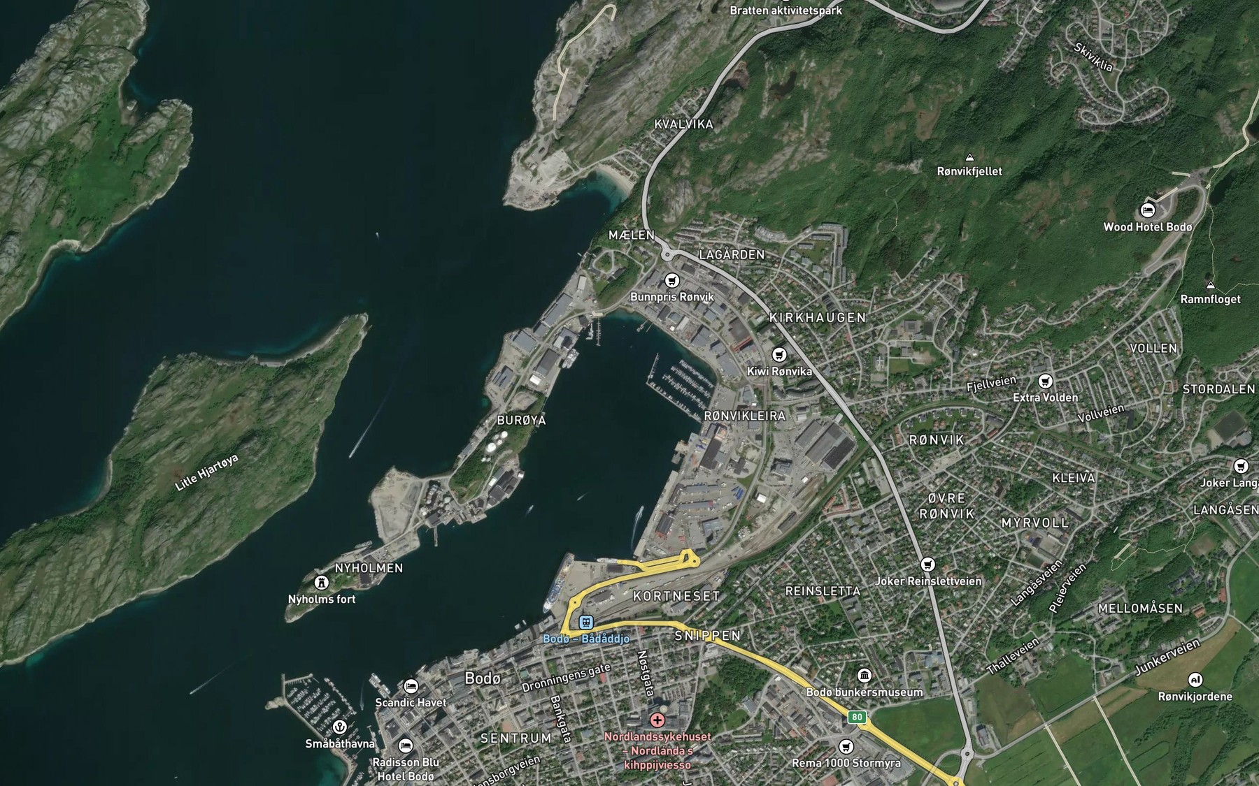 Satellite map of the Ronvikleira