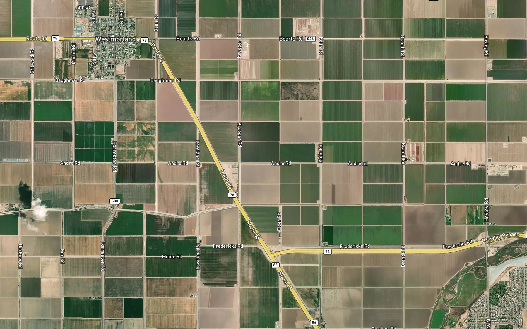 Satellite map of the Trifolium One Drain