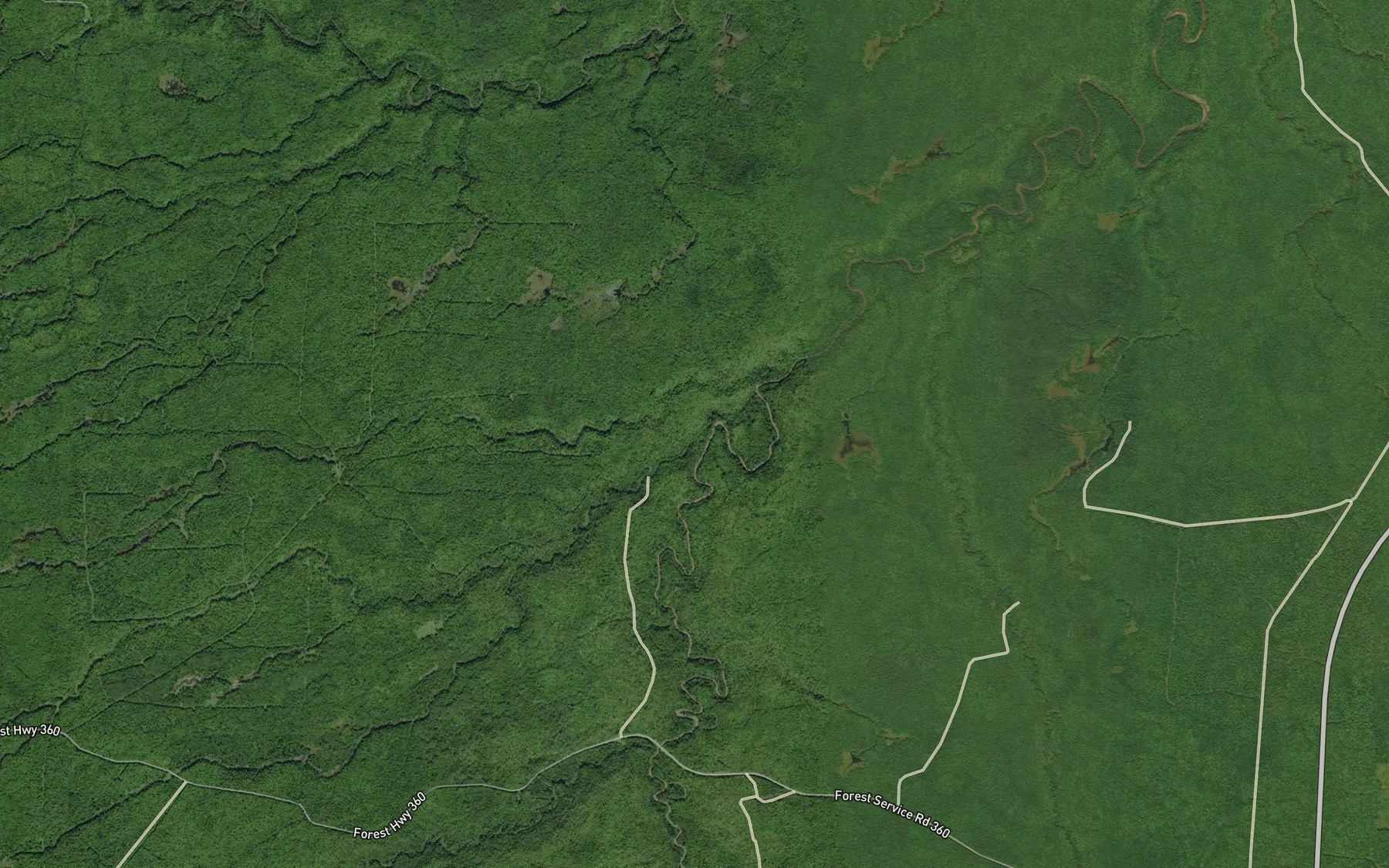 Satellite map of the Aldridge Creek