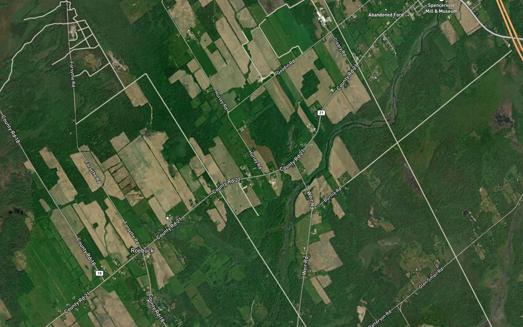 Satellite map of the Keelers Creek