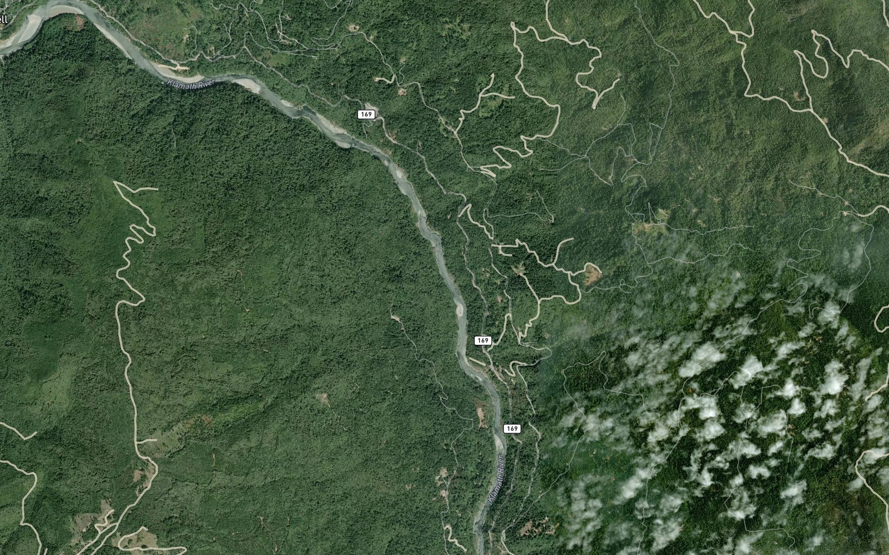 Satellite map of the Waukell Creek
