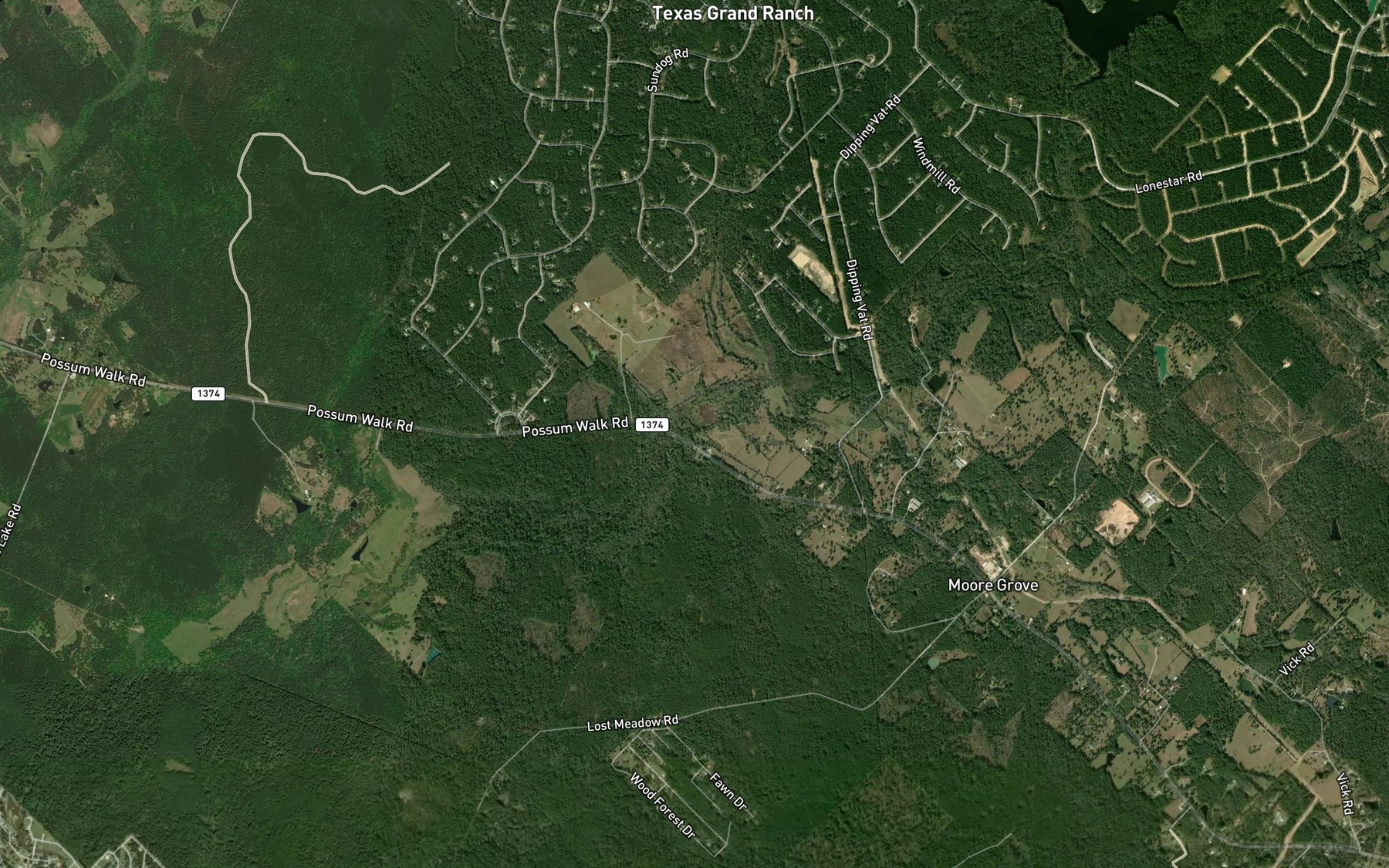 Satellite map of the Persimmon Creek