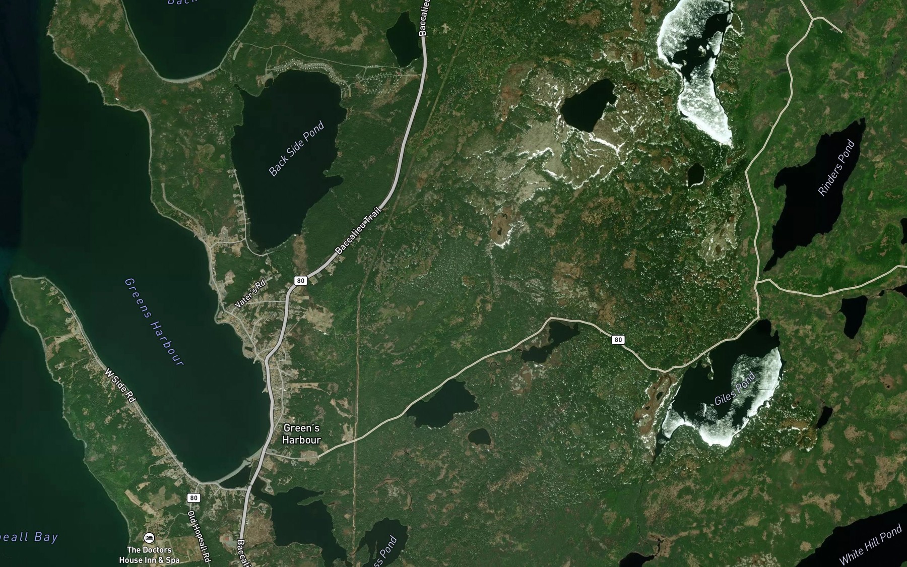 Satellite map of the Coopers Pond