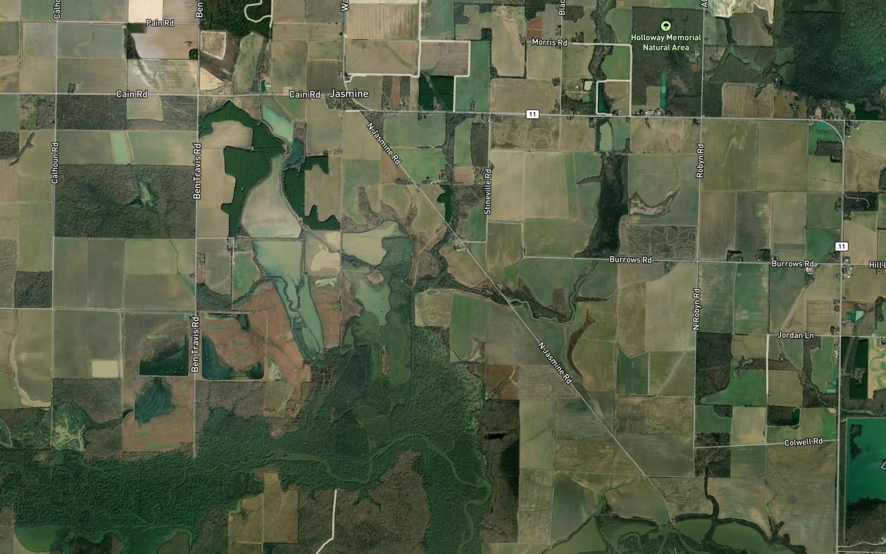 Satellite map of the Darst Branch