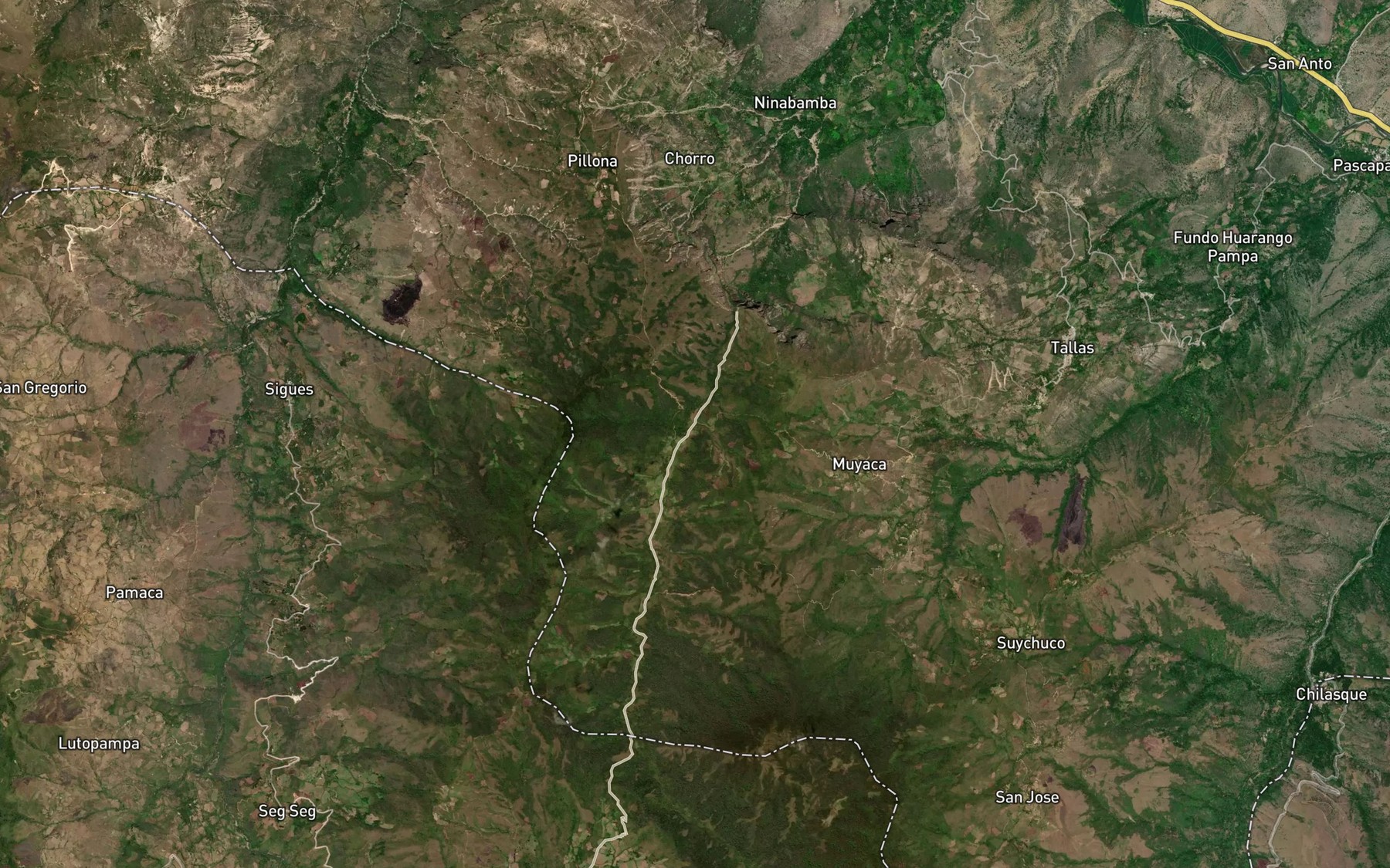 Satellite map of the Quebrada Palti