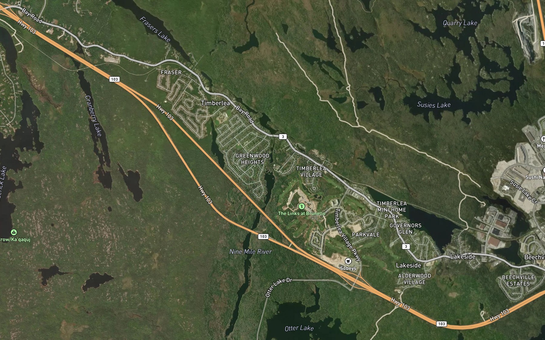Satellite map of the Governor Brook