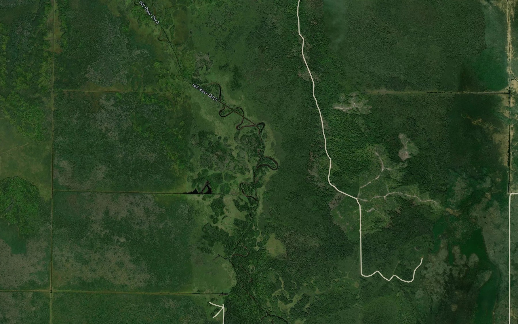 Satellite map of the Hill River Ditch
