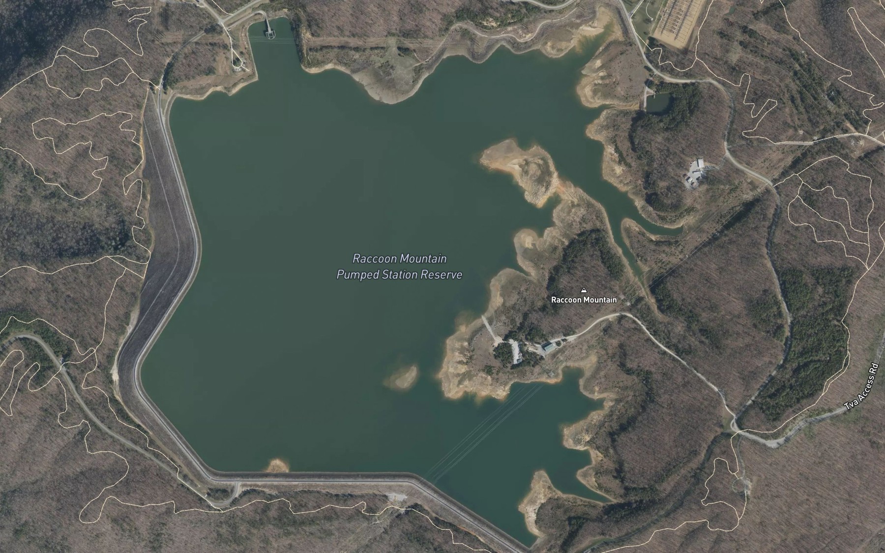 Satellite map of the Raccoon Mountain Pumped Station Reserve