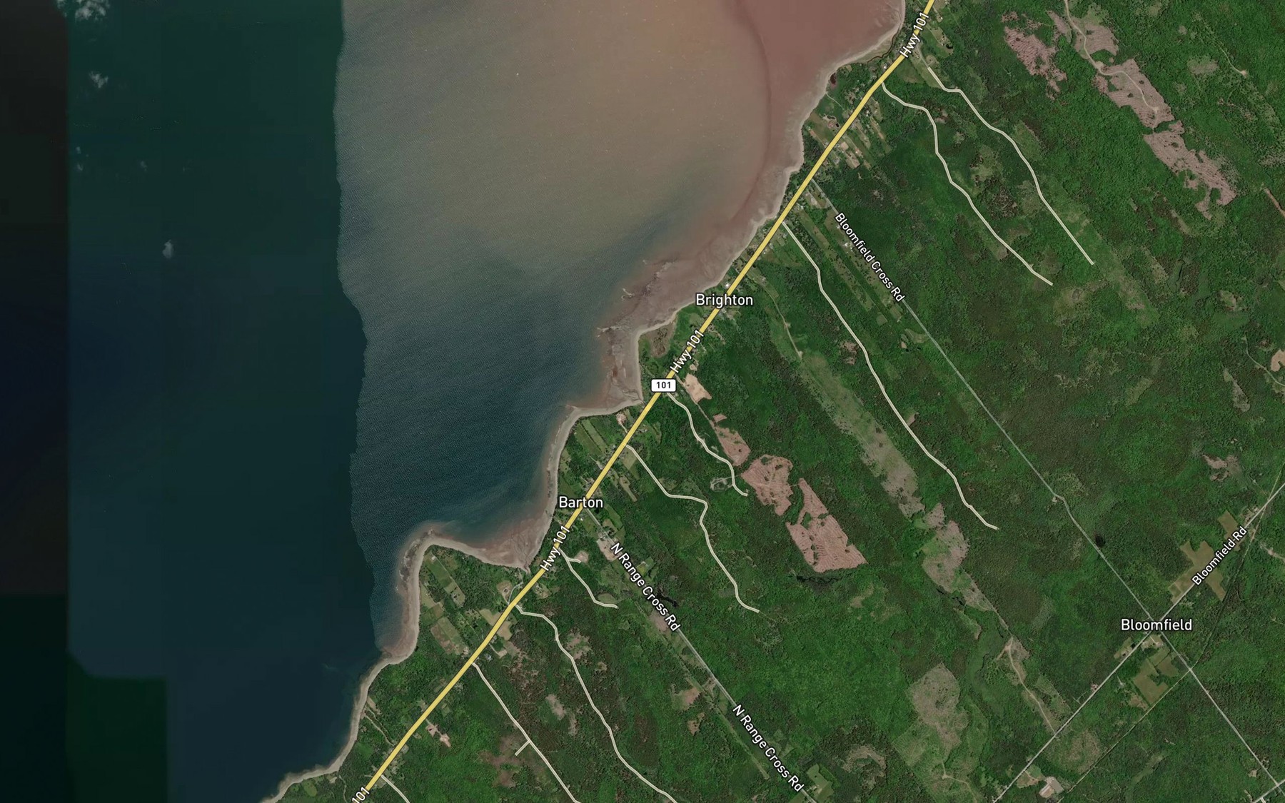 Satellite map of the Bingays Brook
