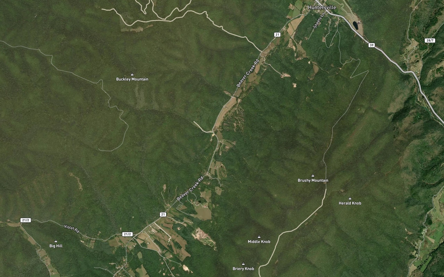 Satellite map of the Pine Run