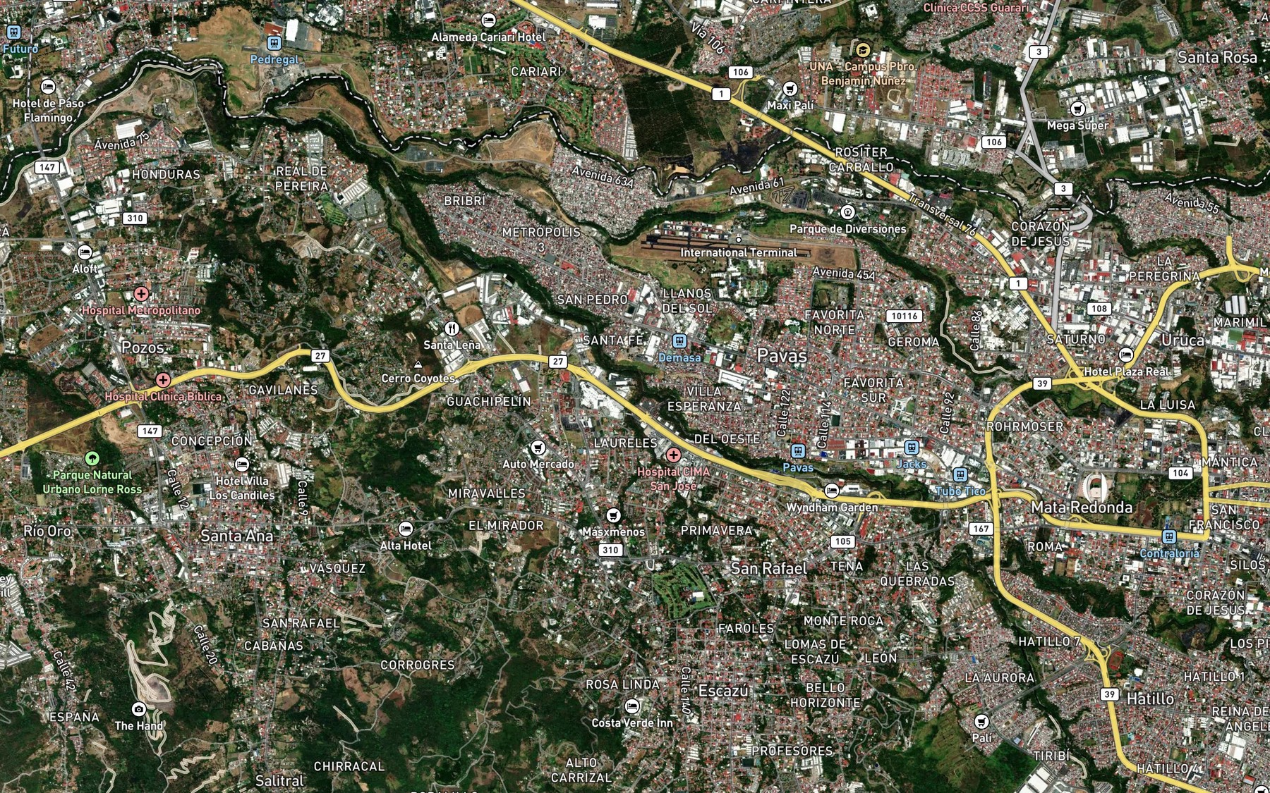 Satellite map of the Rio Agres