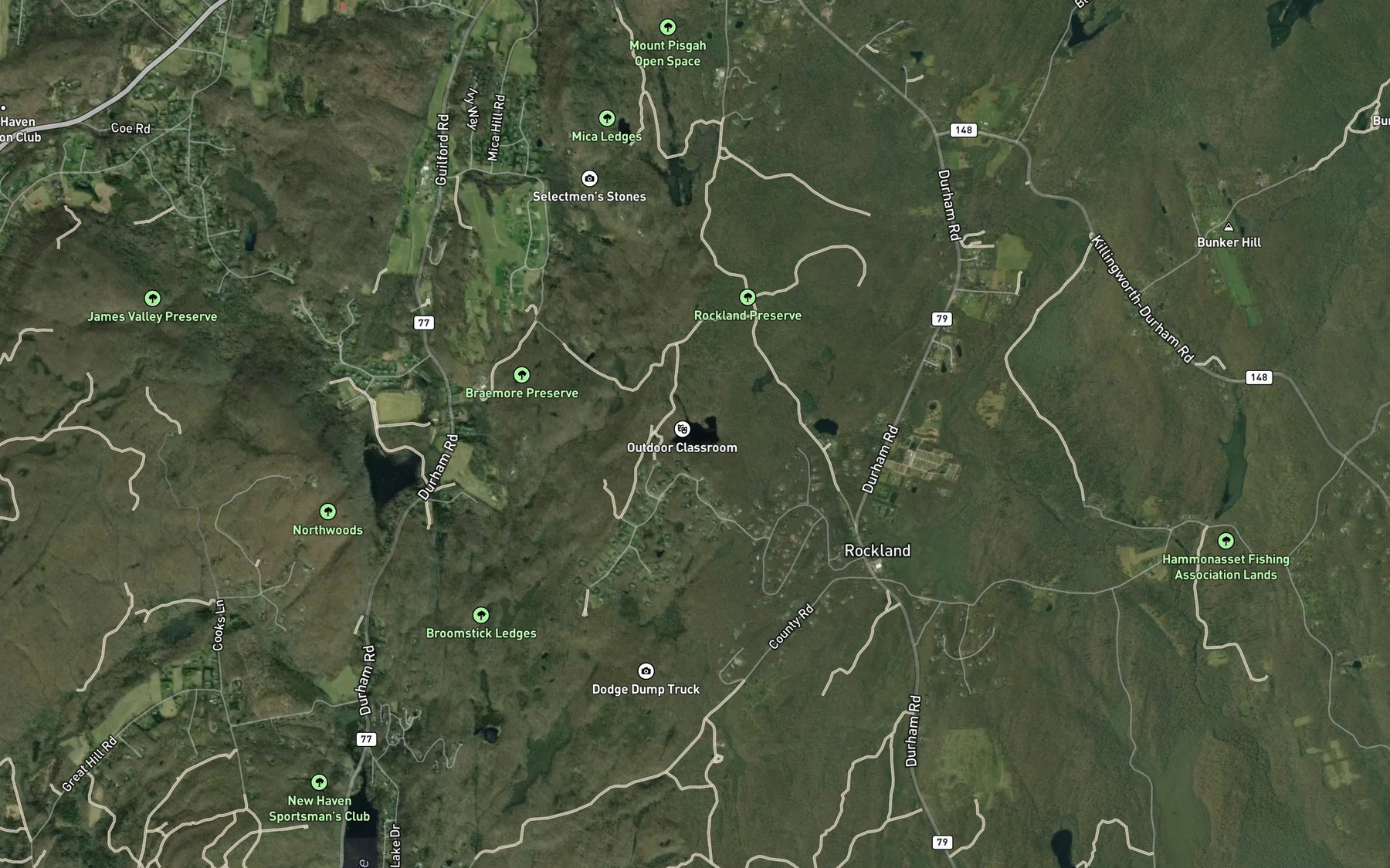 Satellite map of the Coan Pond