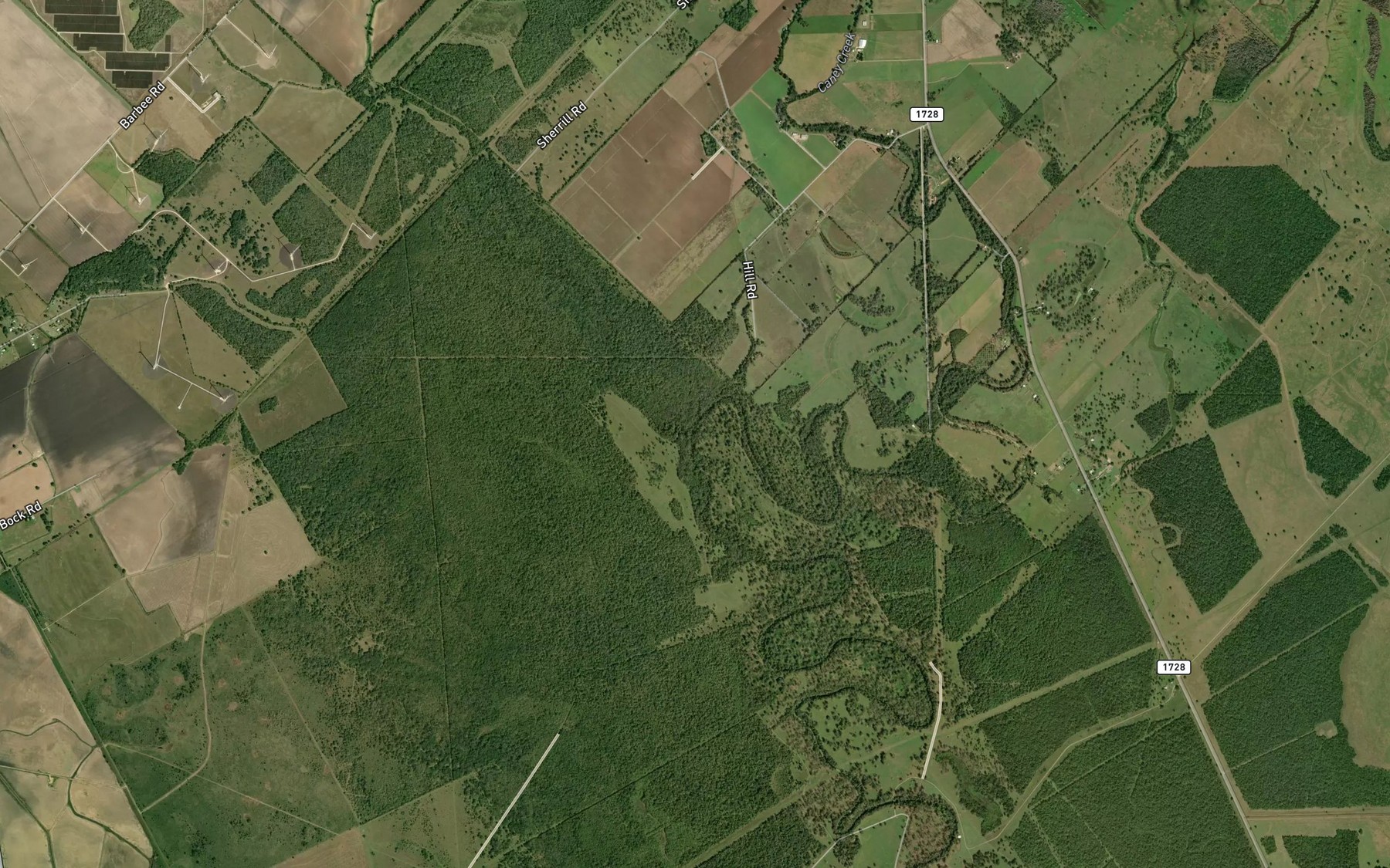 Satellite map of the Water Hole Creek