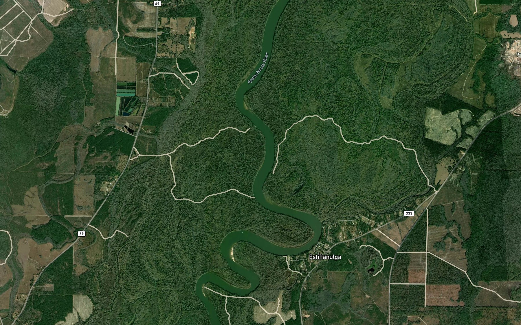 Satellite map of the Ammonia River Sand Slough