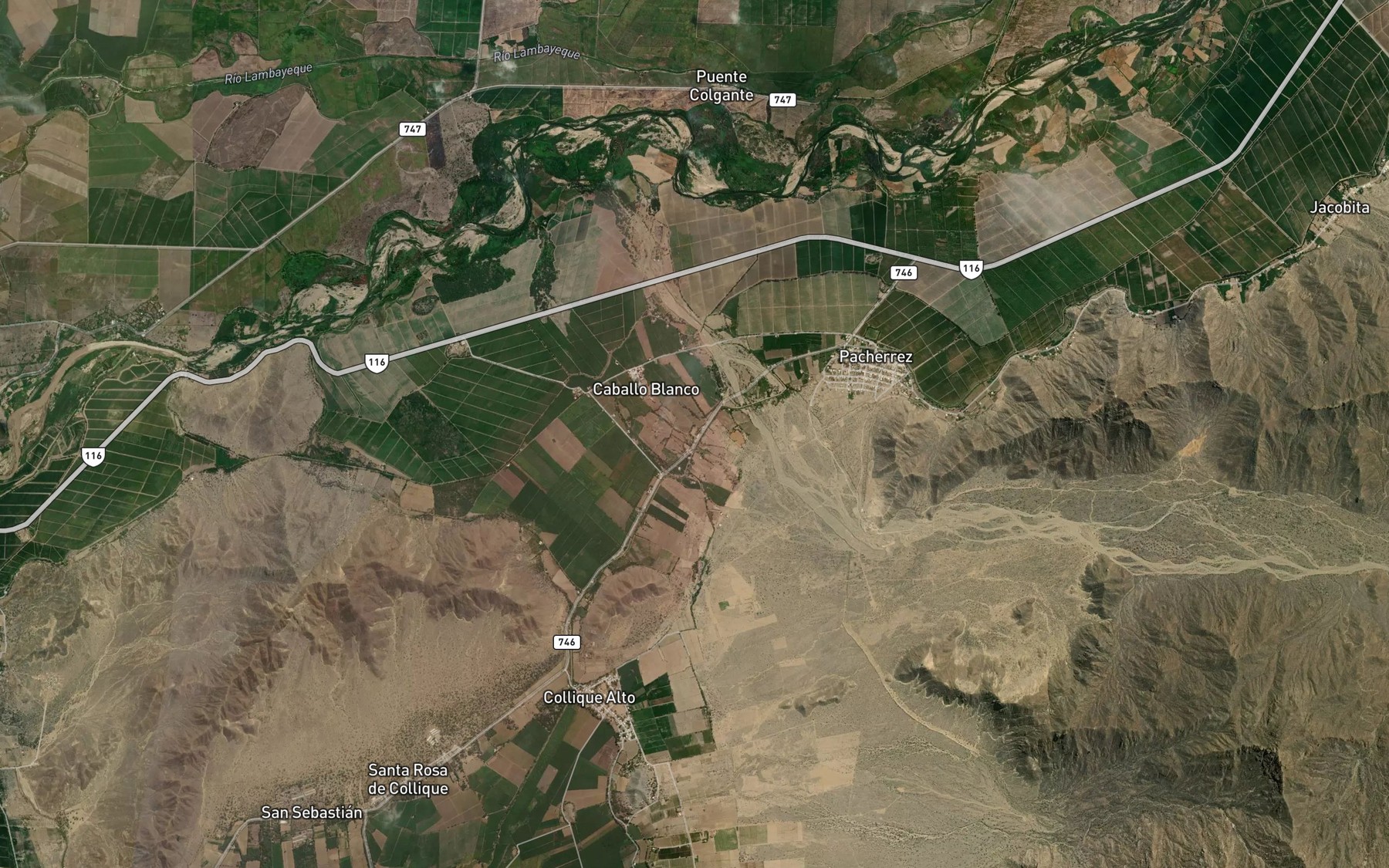 Satellite map of the Quebrada de Agua Salada