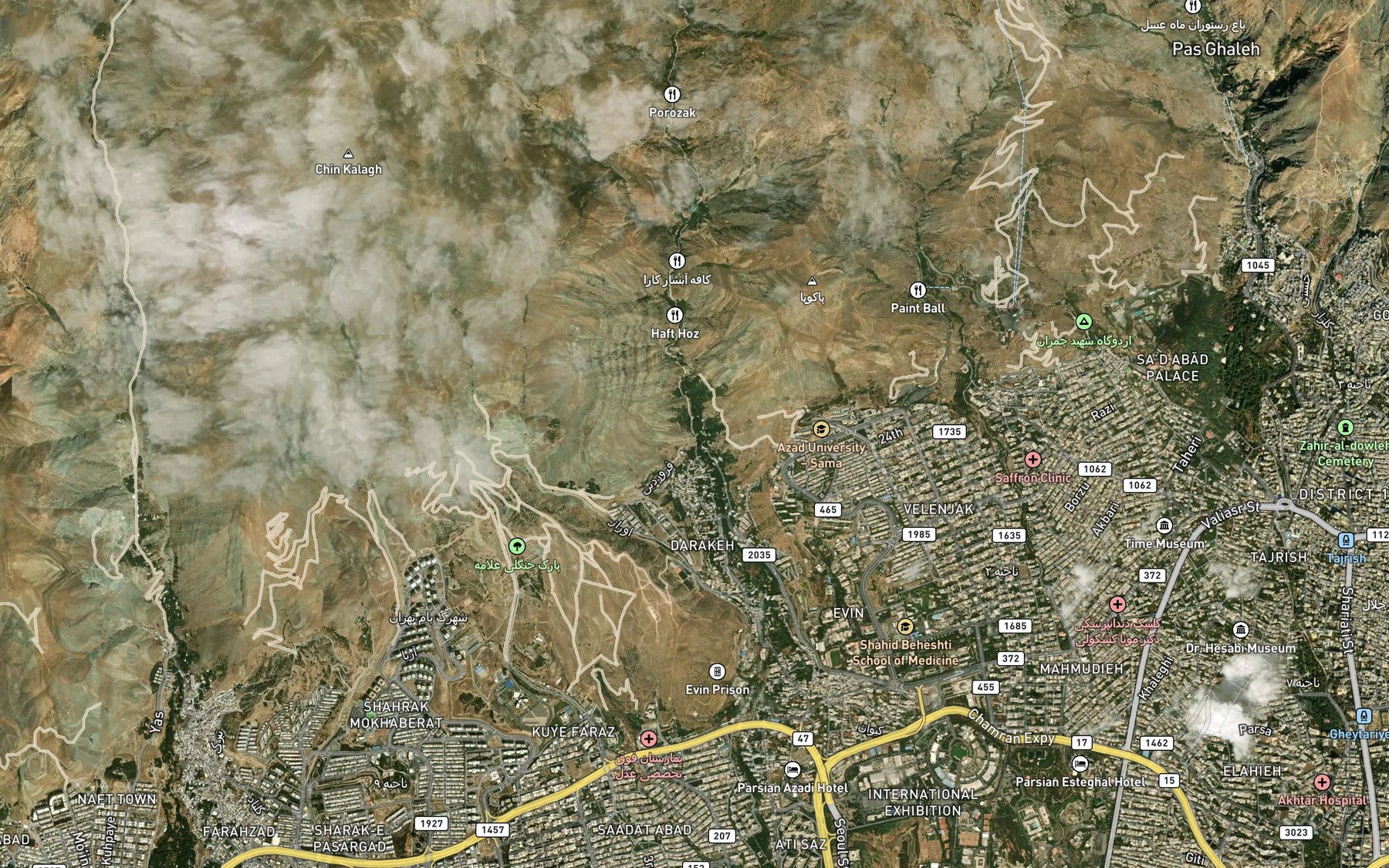 Satellite map of the Rudkhaneh-ye Darakeh