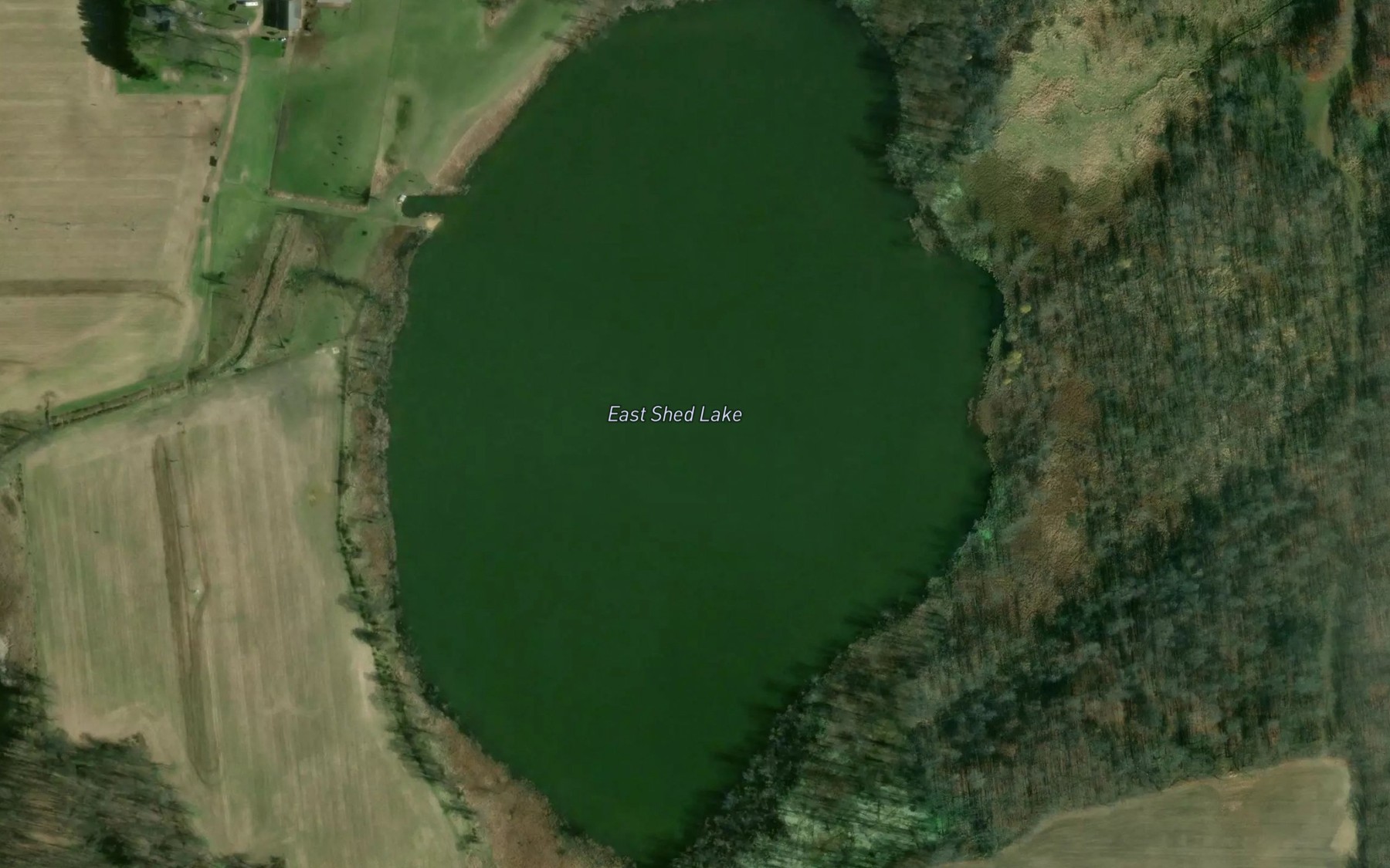 Satellite map of the East Shed Lake