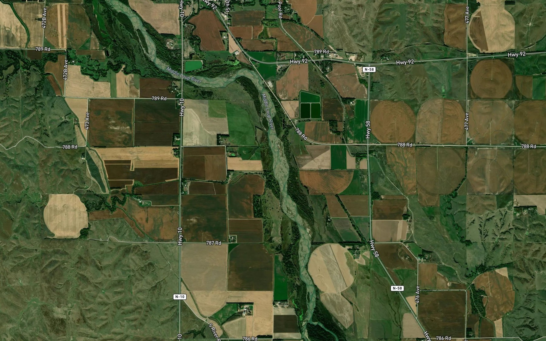 Satellite map of the Brown Creek