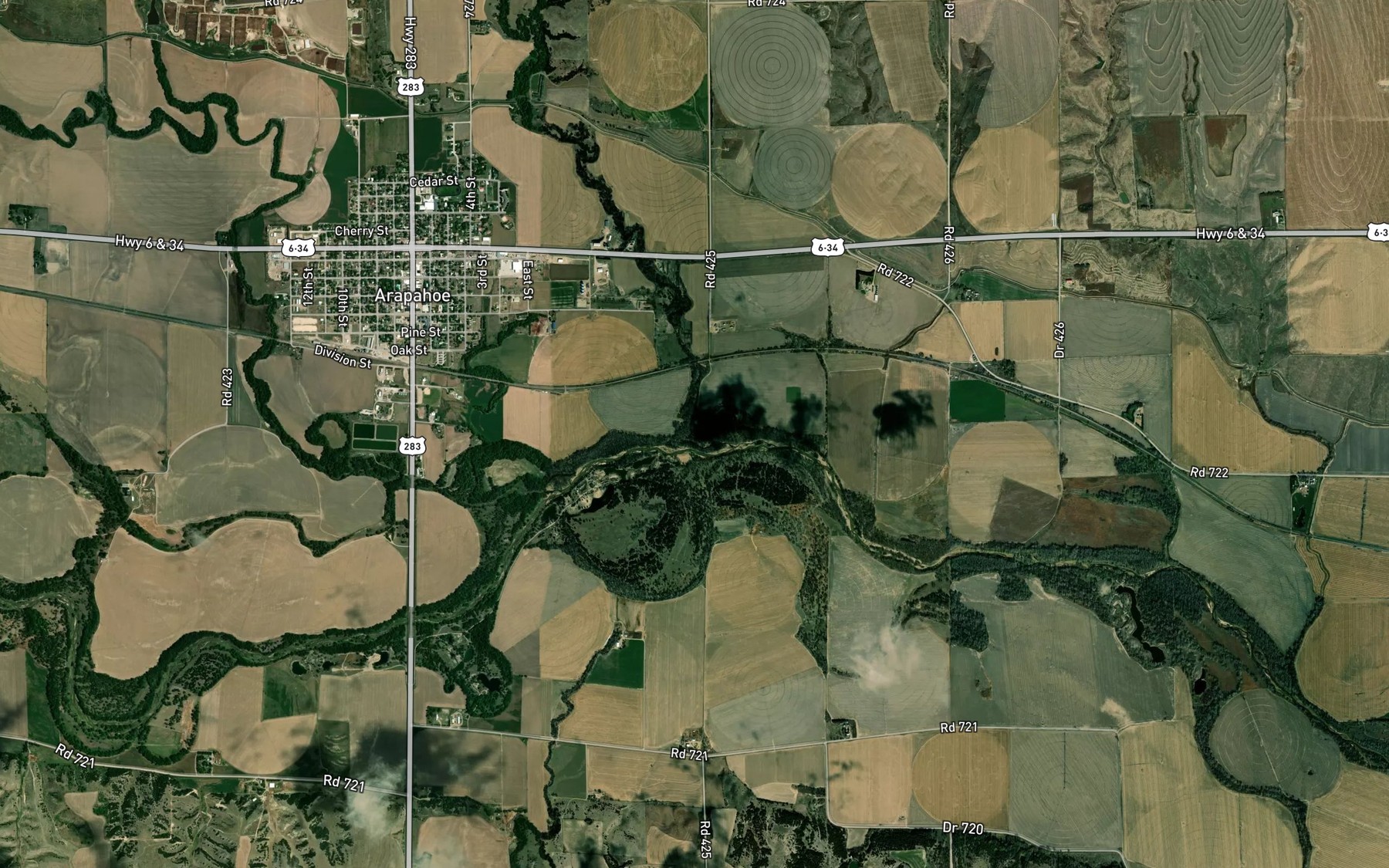 Satellite map of the Elk Creek