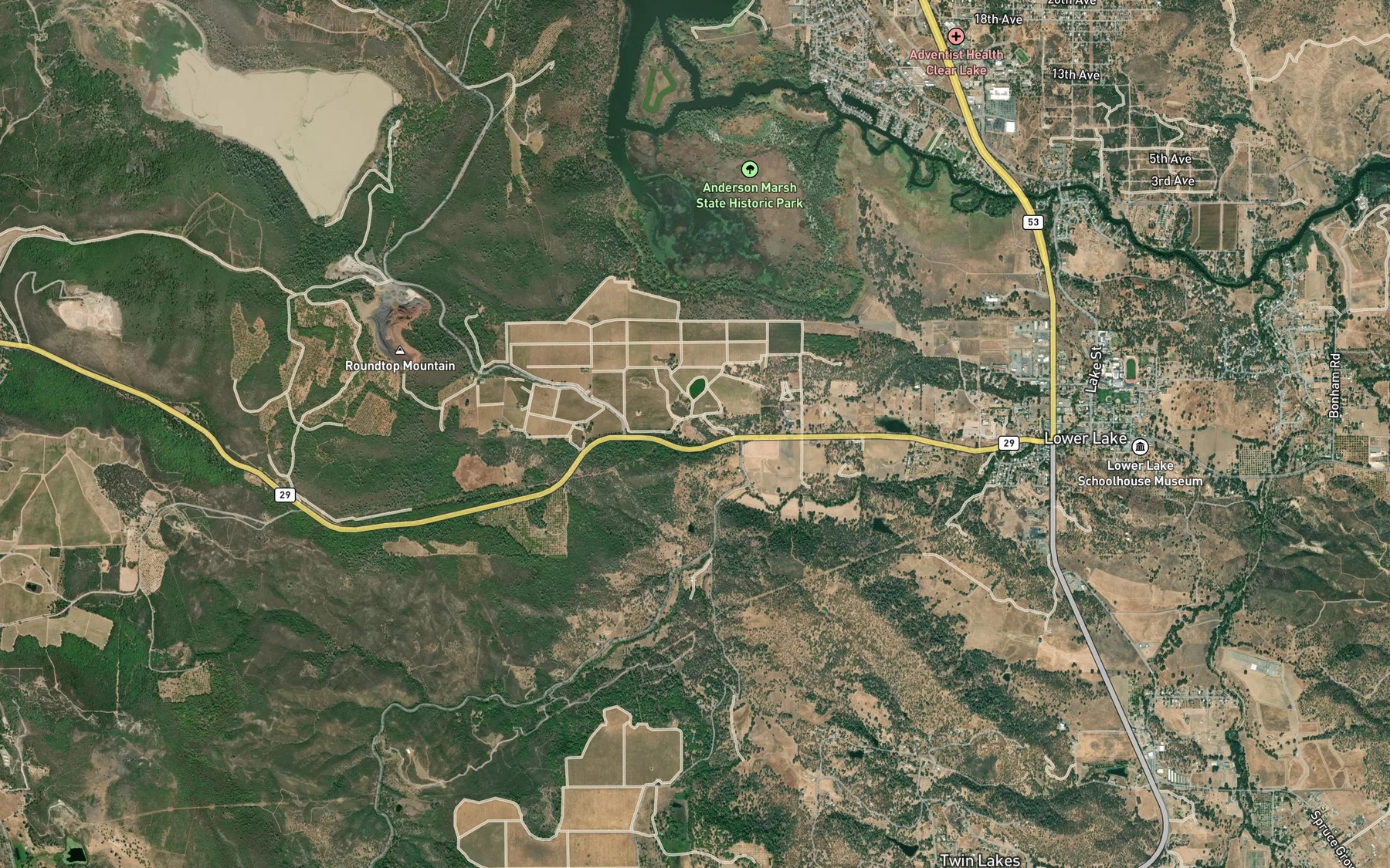 Satellite map of the Dry Lake