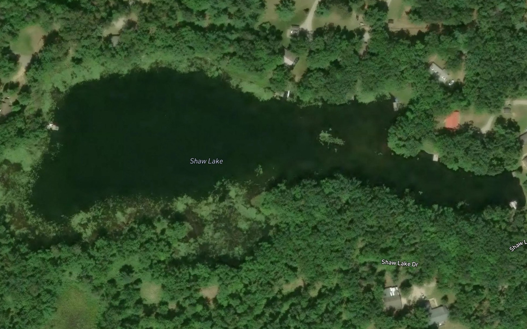 Satellite map of the Shaw Lake