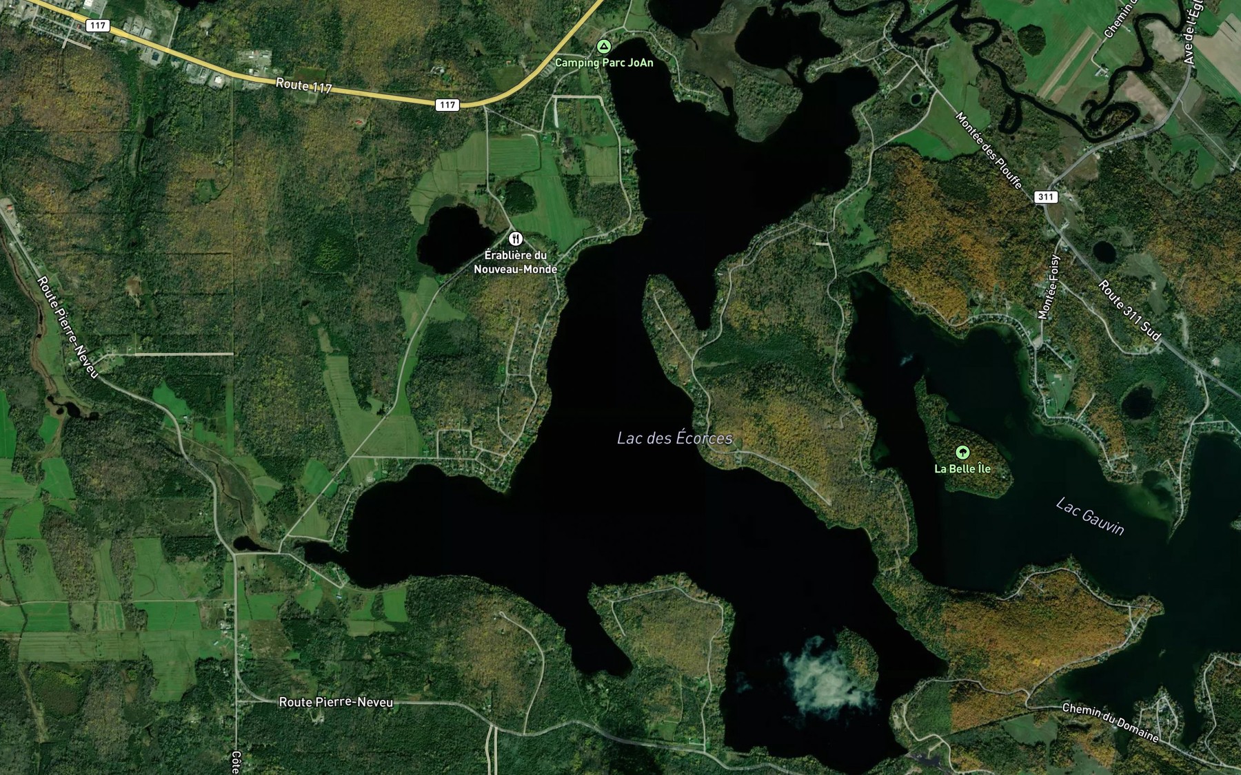 Satellite map of the Lac des Ecorces