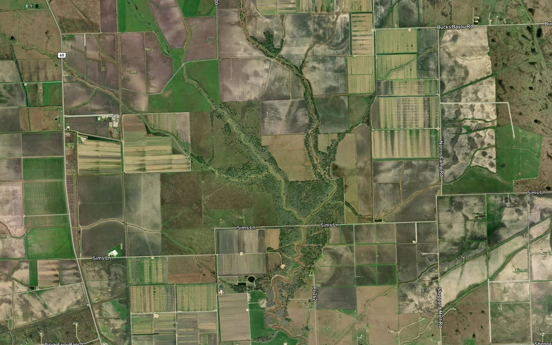 Satellite map of the Live Oak Creek
