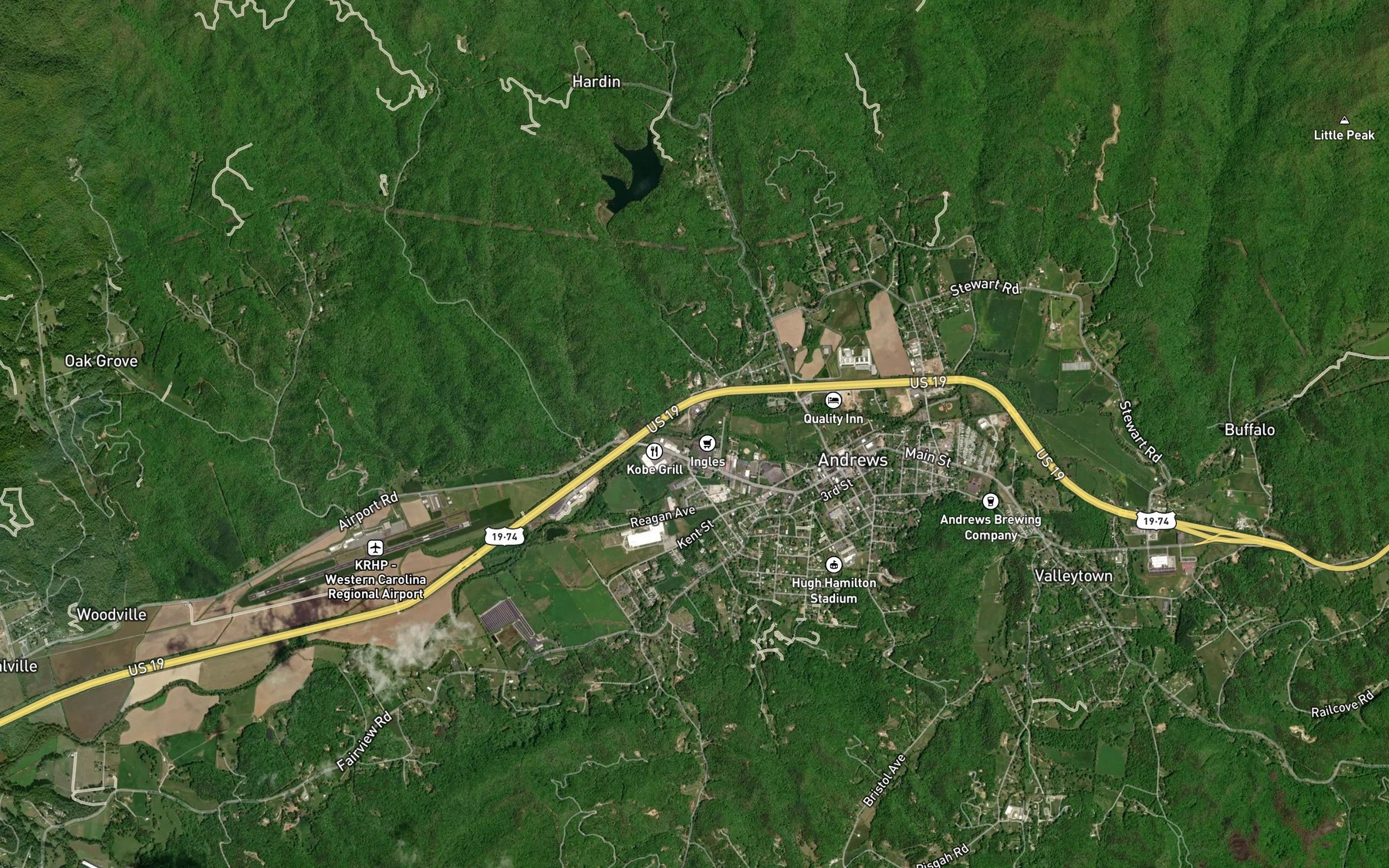 Satellite map of the Town Branch