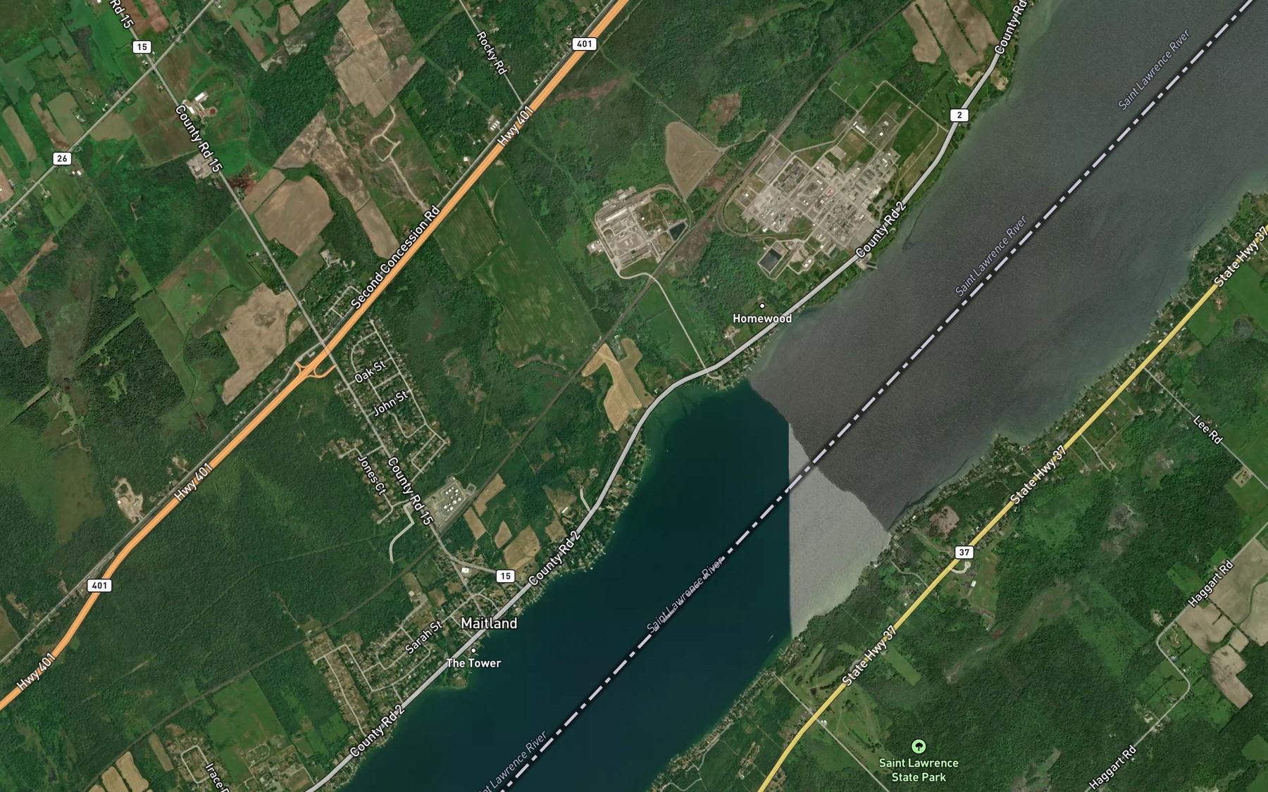 Satellite map of the Claybank Bay
