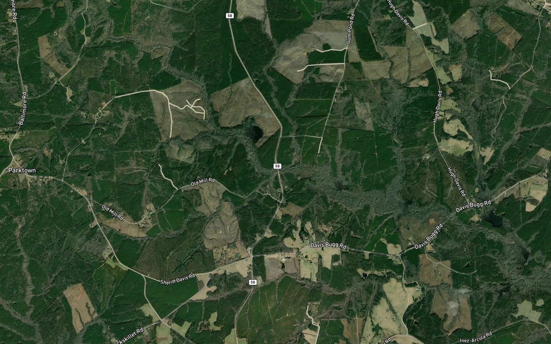 Satellite map of the Wolfpit Branch