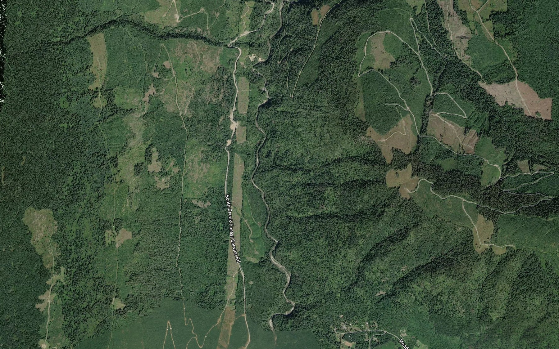 Satellite map of the Ruby Creek