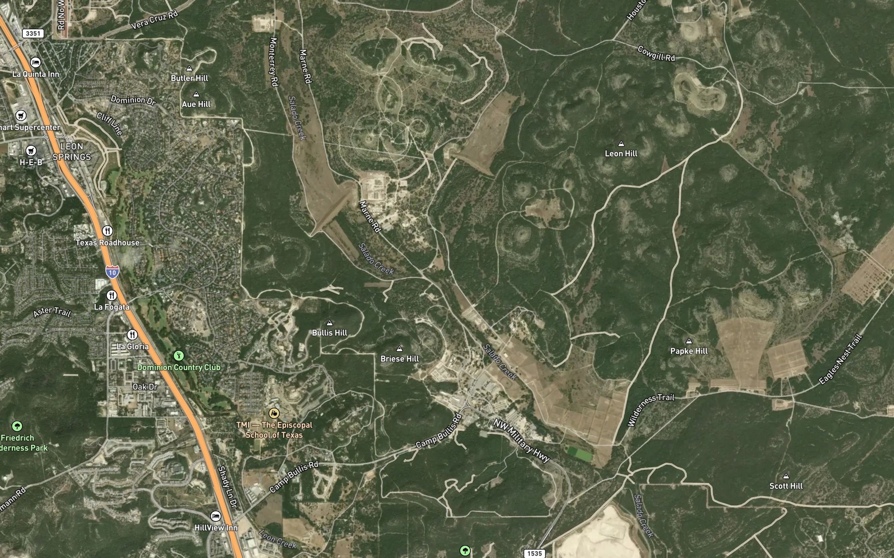 Satellite map of the Lewis Creek