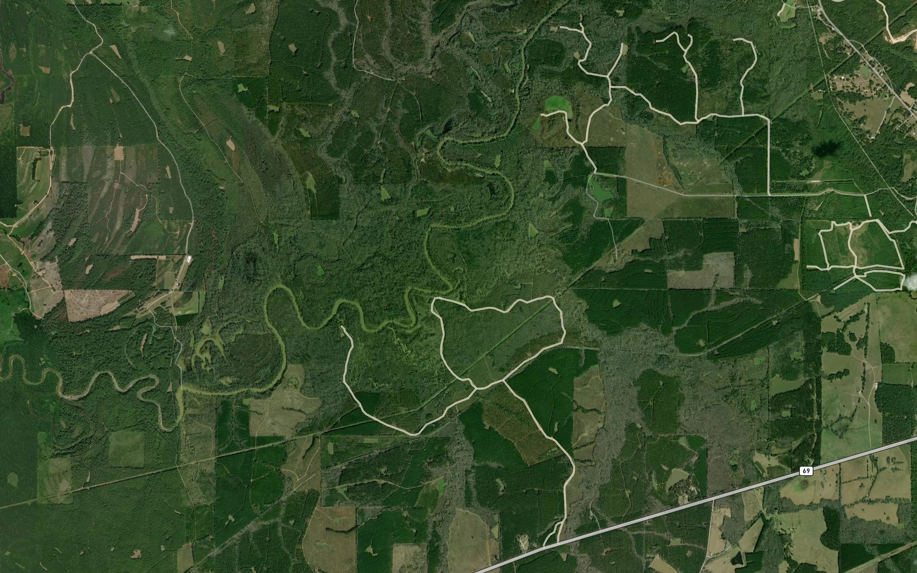 Satellite map of the Threemile Creek