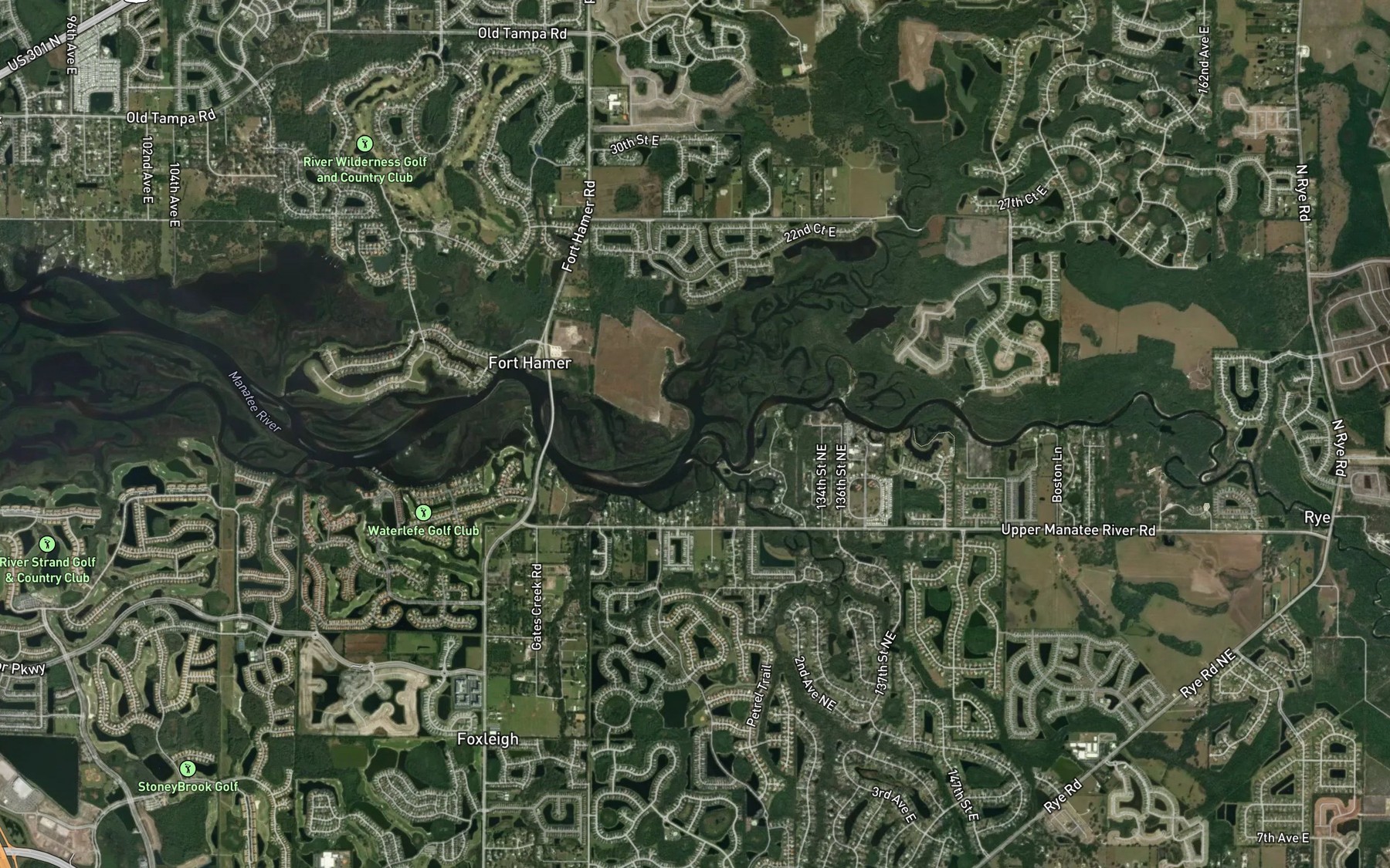 Satellite map of the Gamble Creek