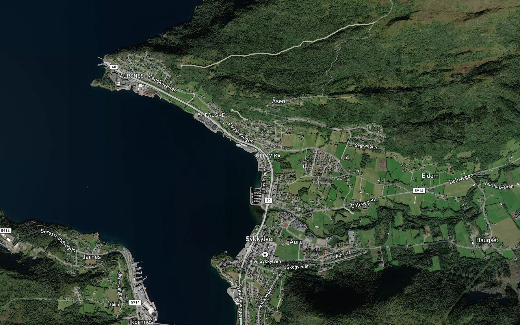 Satellite map of the Ullavika